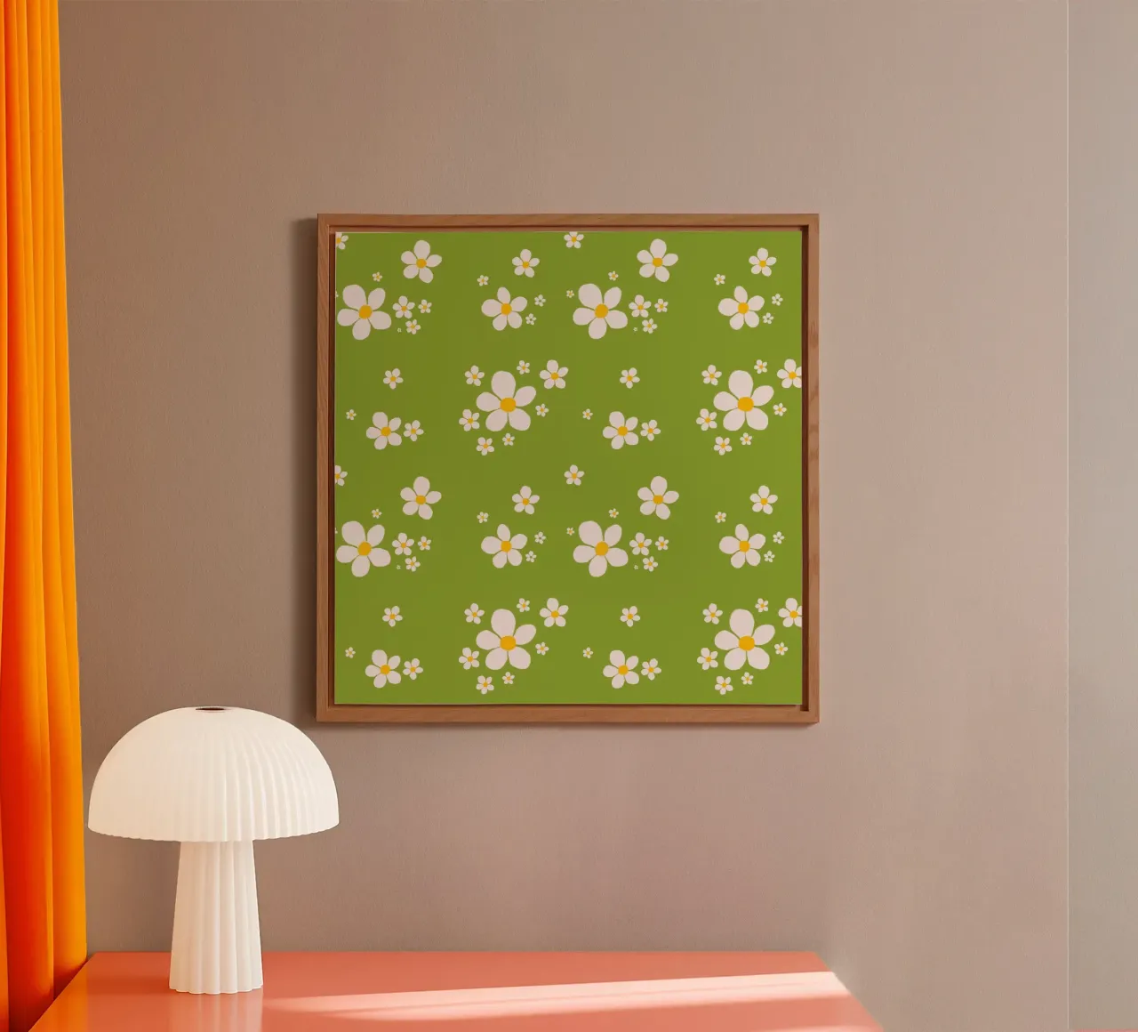 Daisy retro spring pattern alu-dibond by Studio Patruschka