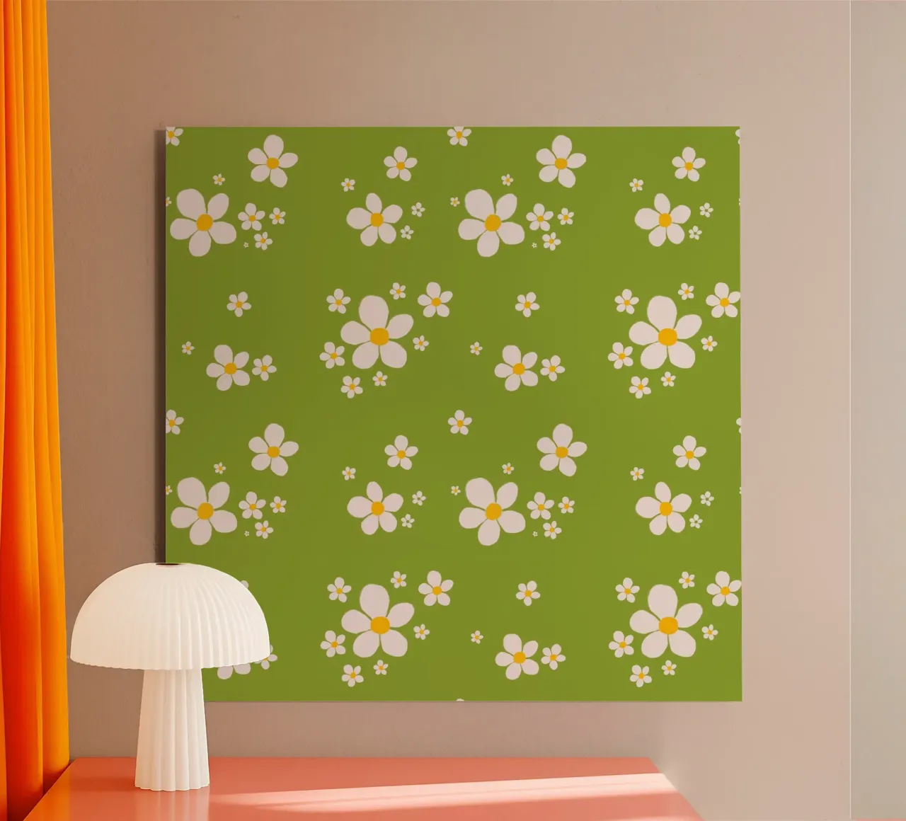 Daisy retro spring pattern alu-dibond by Studio Patruschka