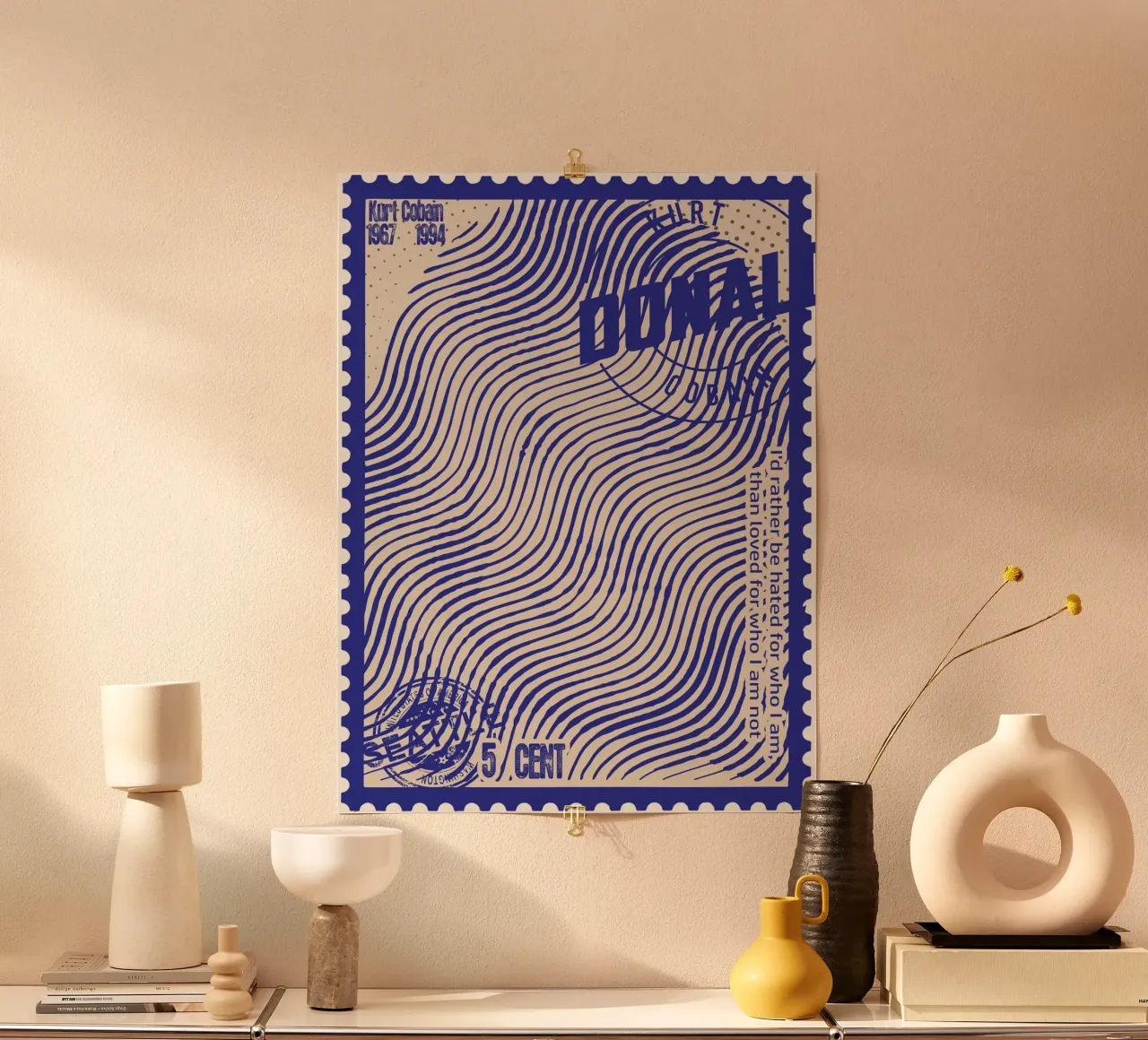 Francobolli Kurt Cobain arte poster da Doa Project