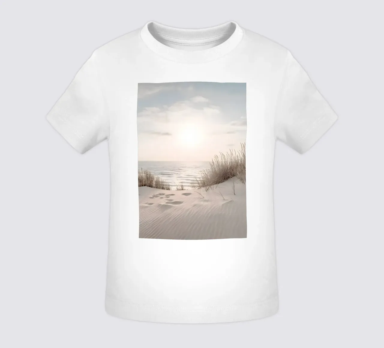 spiaggia beige minimalsm maglietta neonato da mitaco