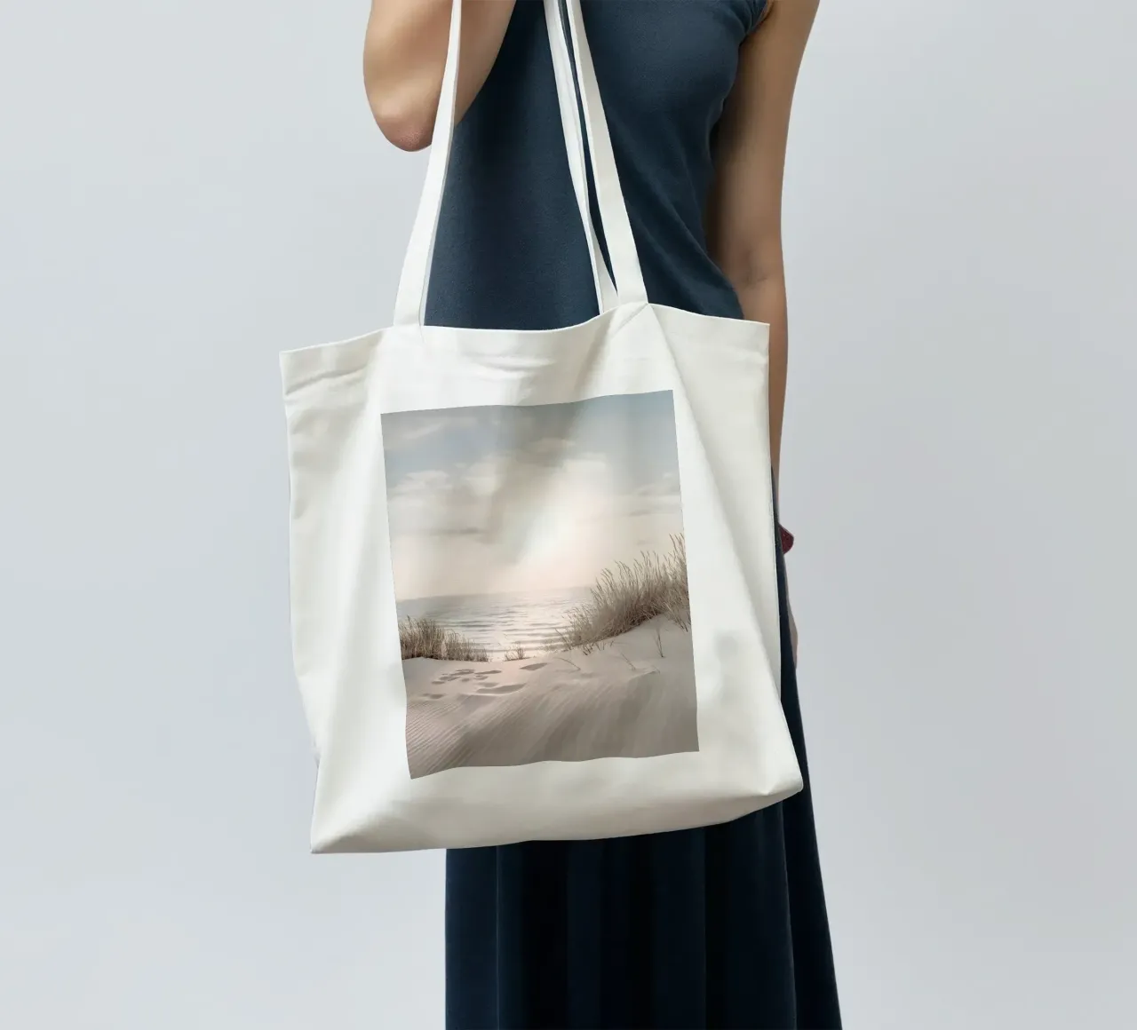 spiaggia beige minimalsm borsa in juta da mitaco