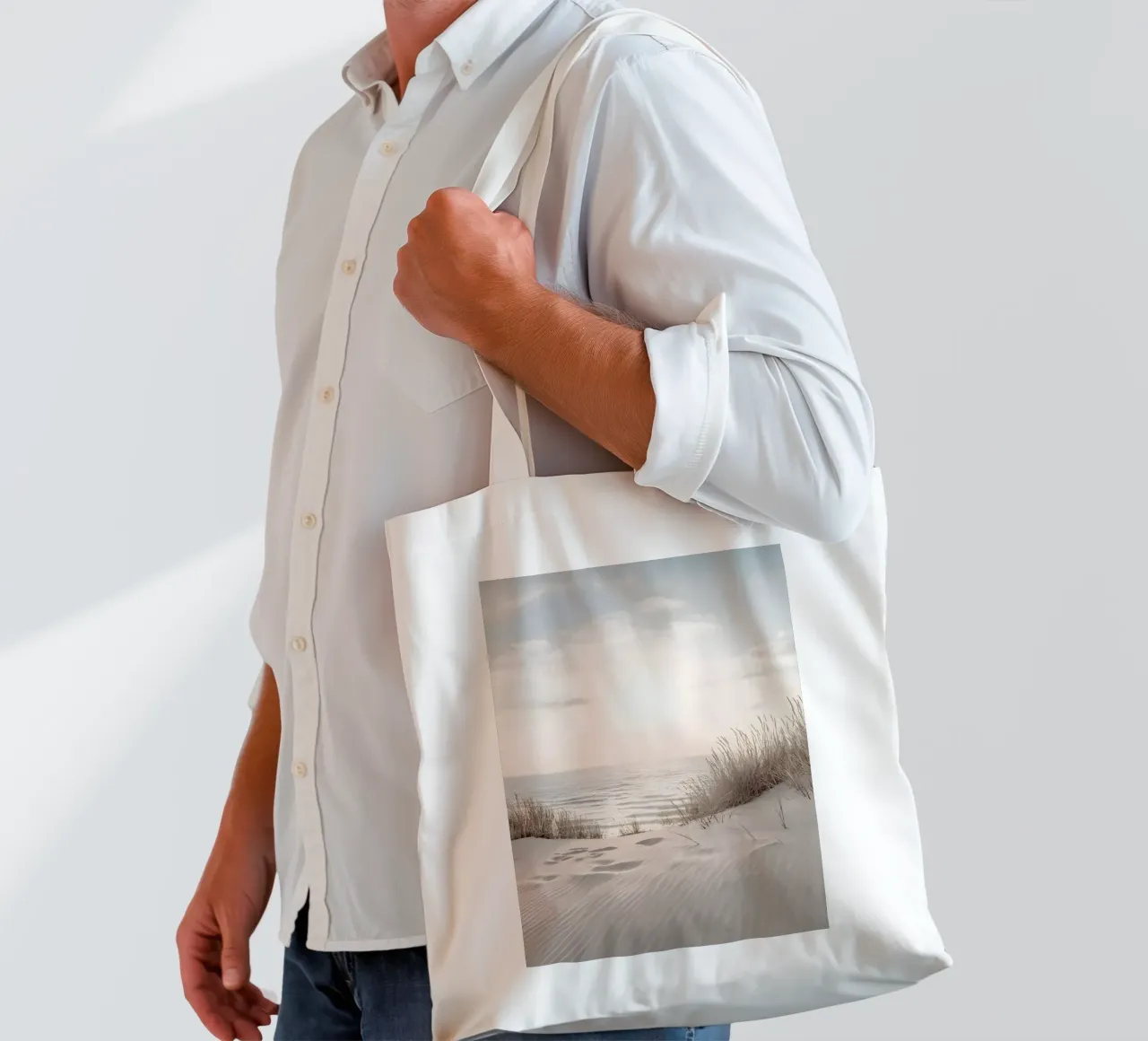 spiaggia beige minimalsm borsa in juta da mitaco
