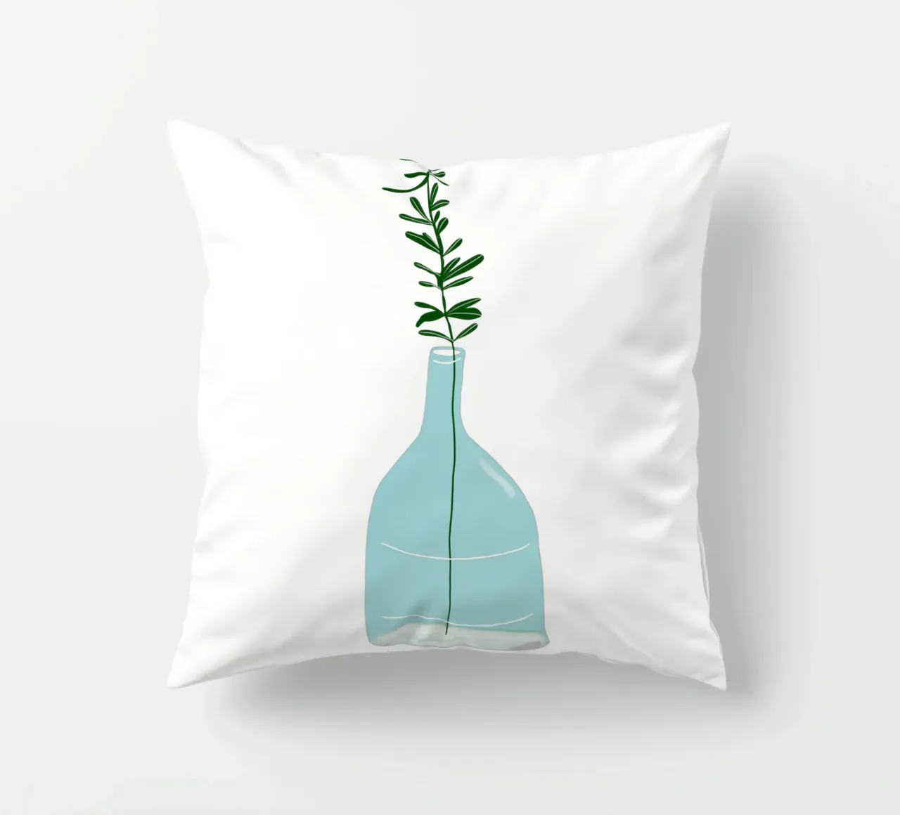 Rosemary in a Blue Vase – Minimalist Botanical Art Print cuscino da Studio Patruschka