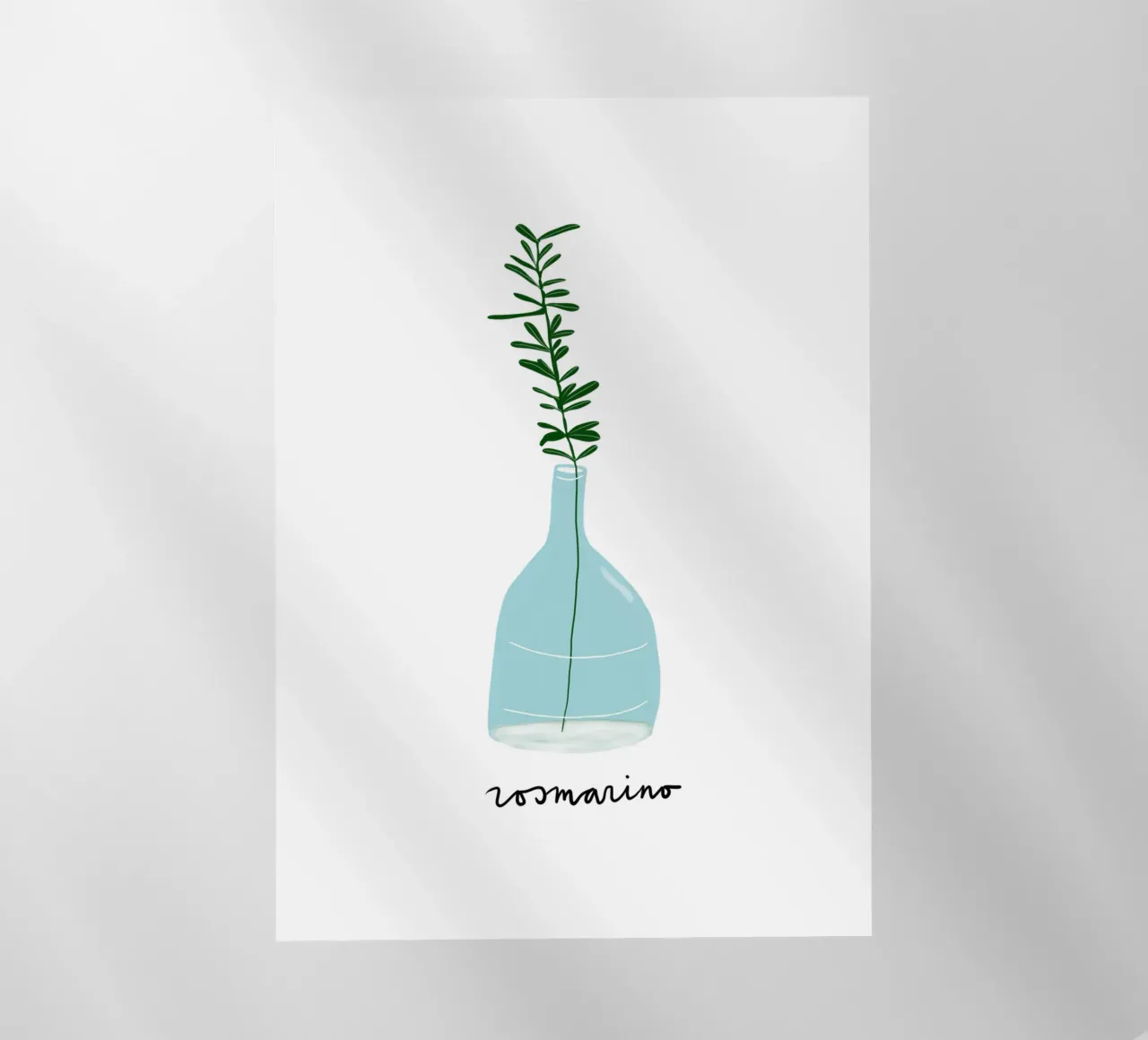 Rosemary in a Blue Vase – Minimalist Botanical Art Print pellicola backlit da Studio Patruschka