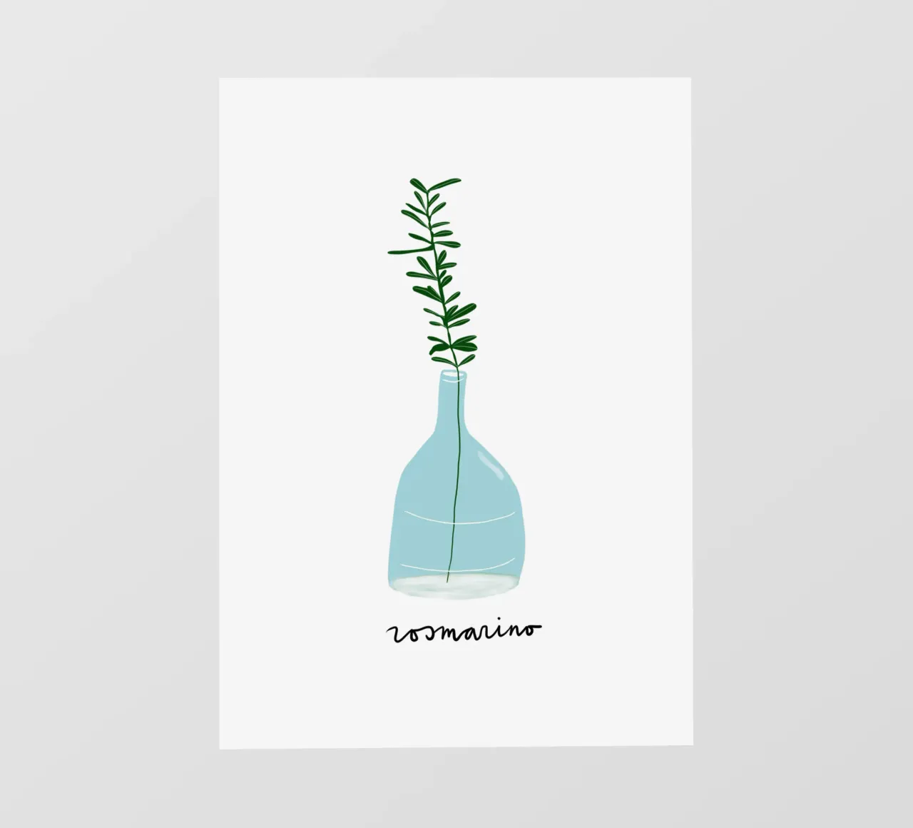 Rosemary in a Blue Vase – Minimalist Botanical Art Print Fototapete von Studio Patruschka
