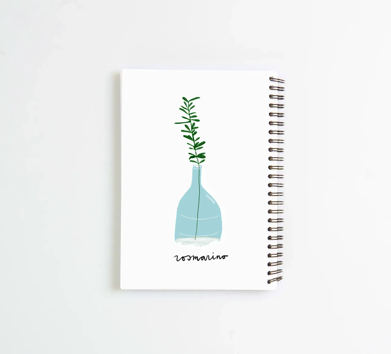 Rosemary in a Blue Vase – Minimalist Botanical Art Print spiral notebook by Studio Patruschka