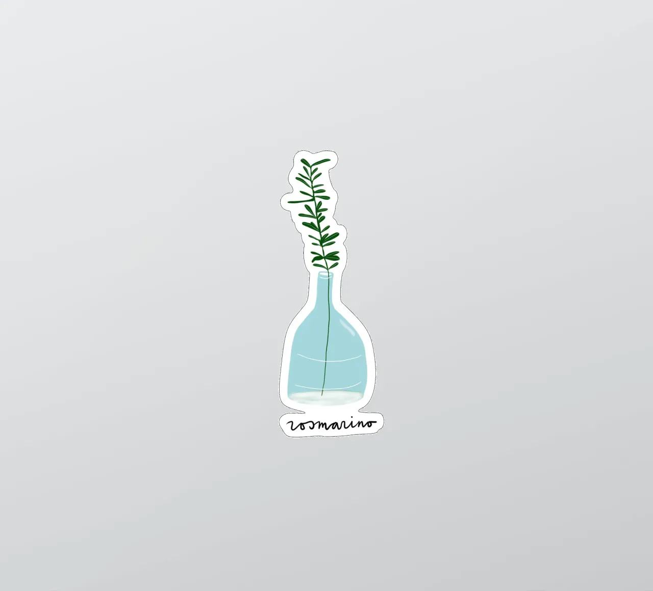 Rosemary in a Blue Vase – Minimalist Botanical Art Print pegatina de Studio Patruschka