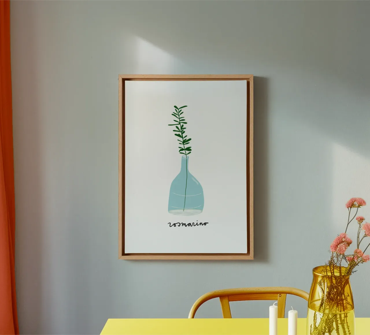 Rosemary in a Blue Vase – Minimalist Botanical Art Print canvas by Studio Patruschka