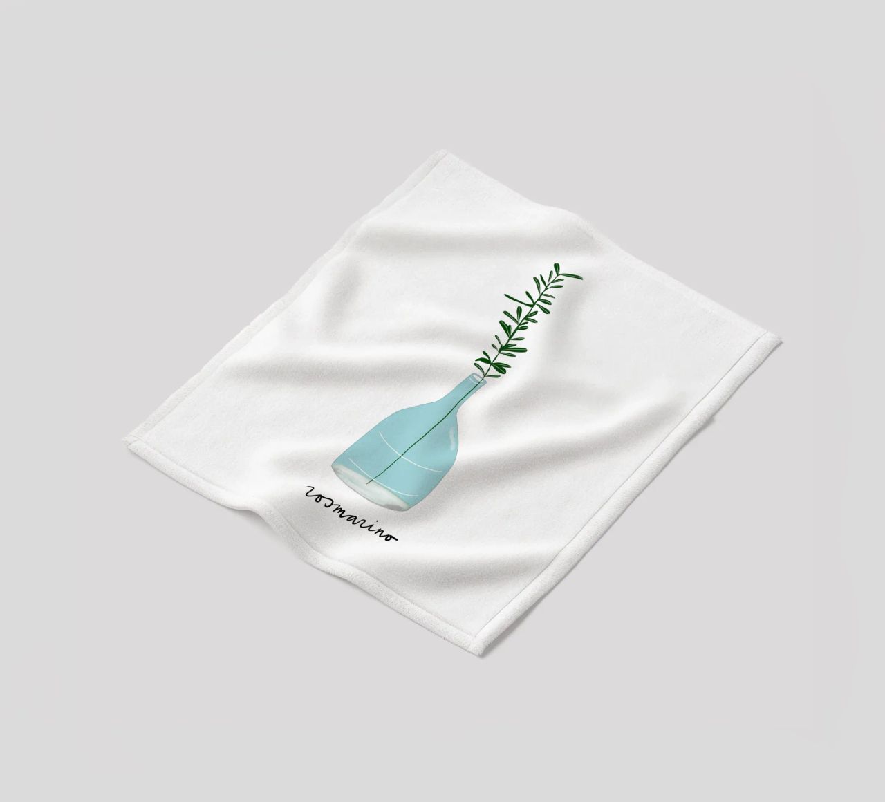 Rosemary in a Blue Vase – Minimalist Botanical Art Print coperta in pile da Studio Patruschka