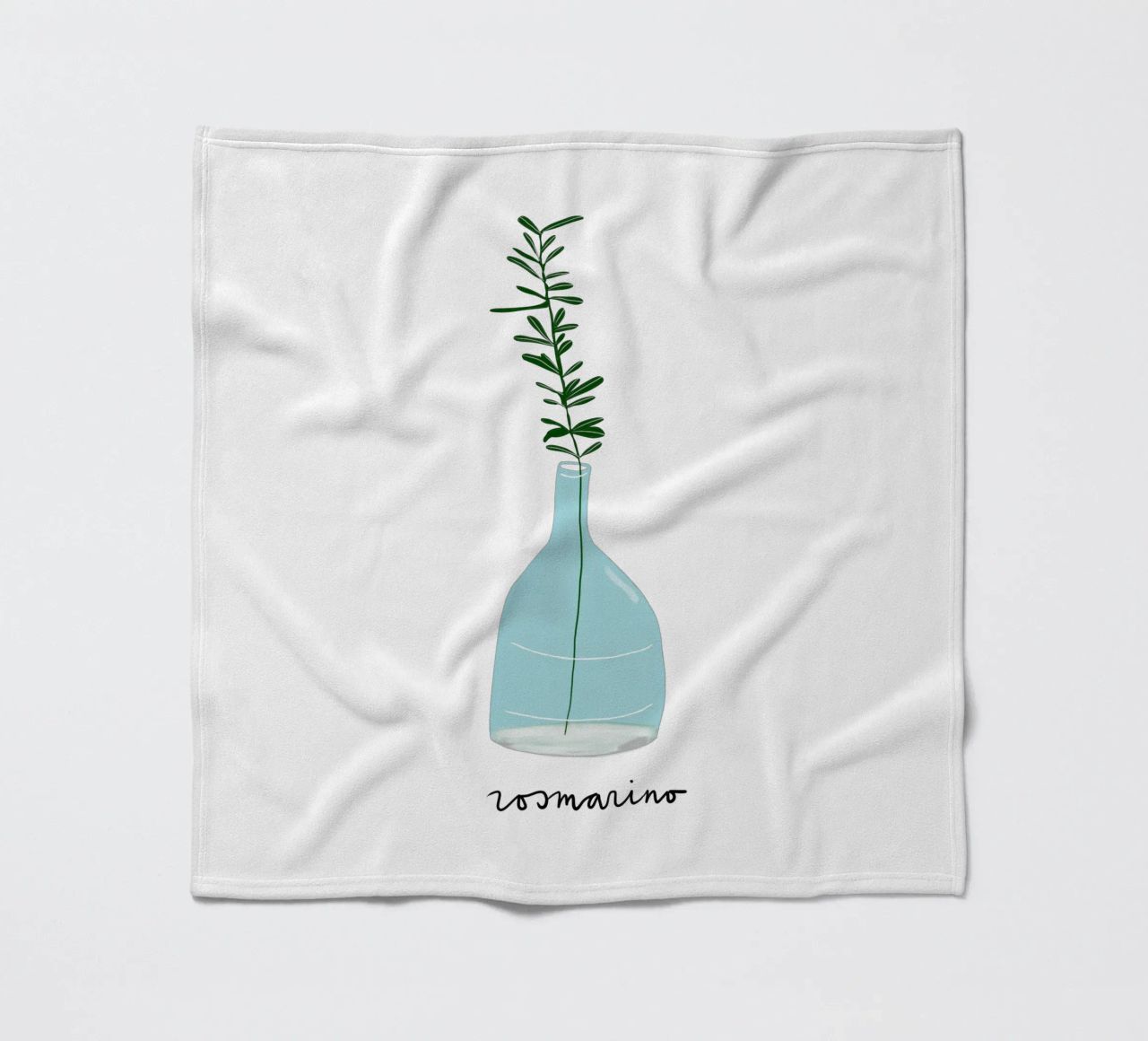 Rosemary in a Blue Vase – Minimalist Botanical Art Print coperta in pile da Studio Patruschka