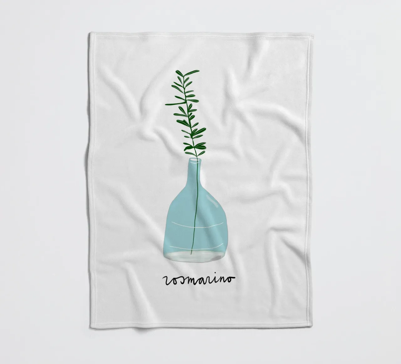 Rosemary in a Blue Vase – Minimalist Botanical Art Print coperta in pile da Studio Patruschka