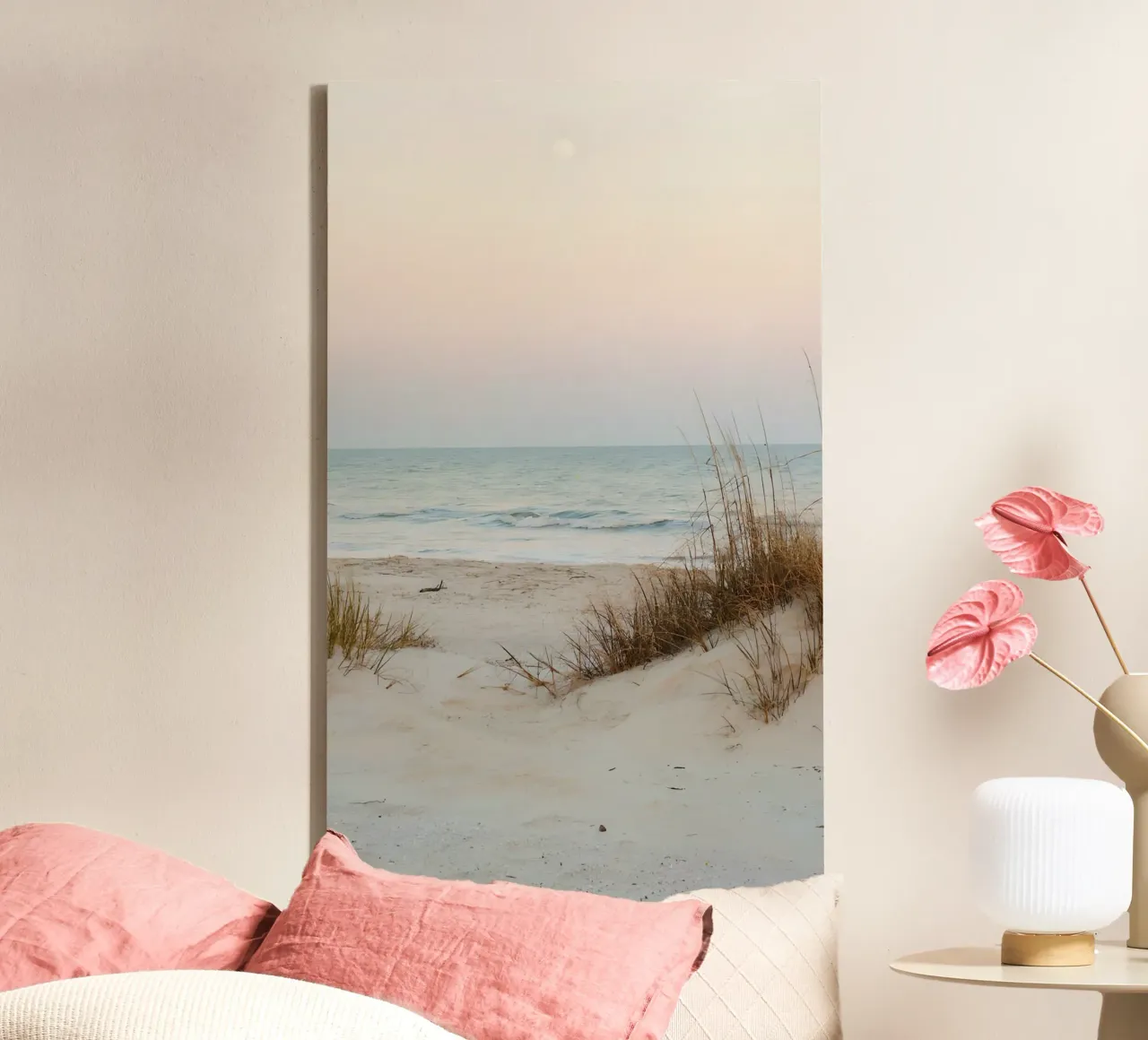 spiaggia beige minimalsm tela con Cornice a cassetta da mitaco