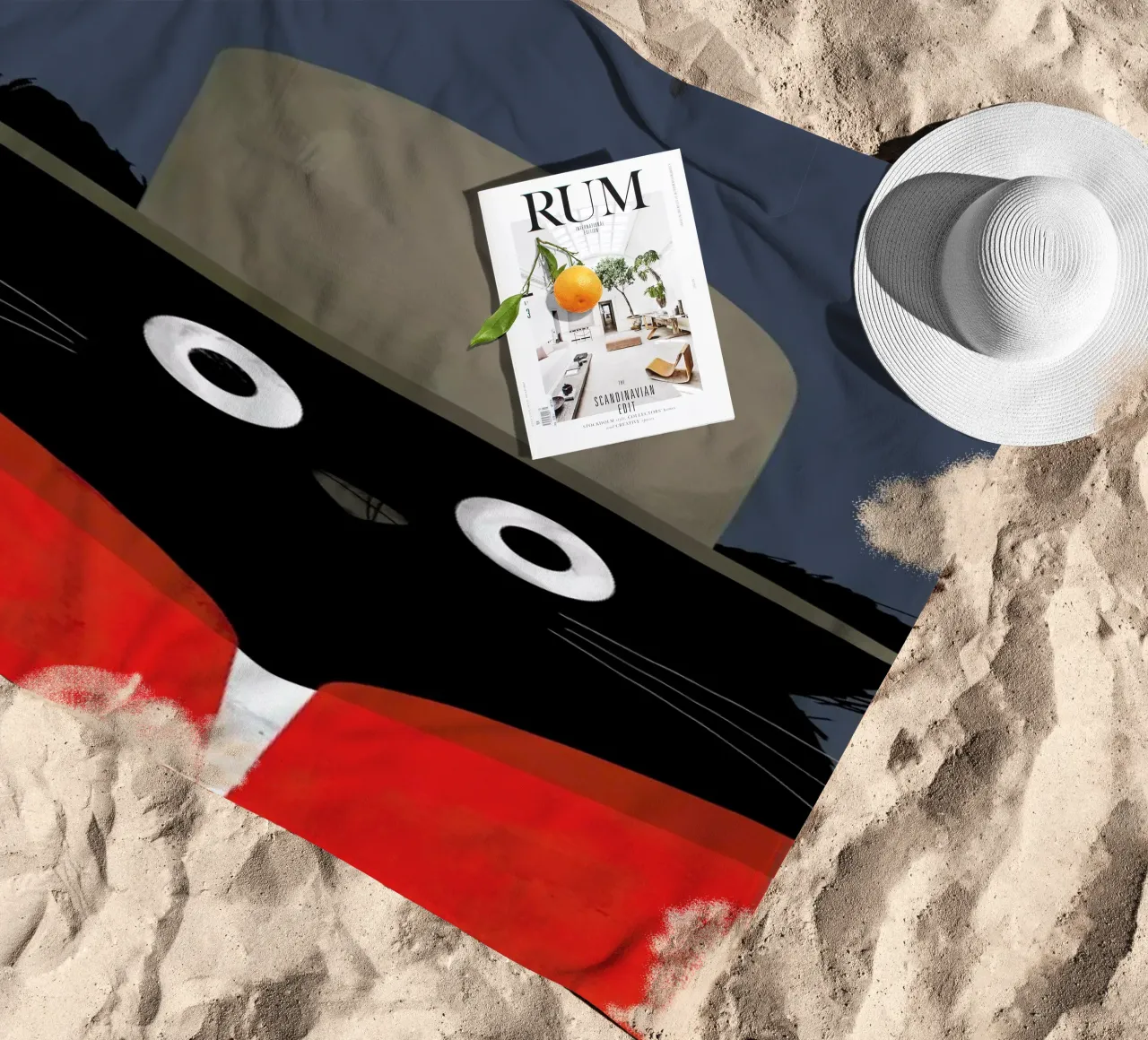 Cat - Pharrell beach towel by Doozal