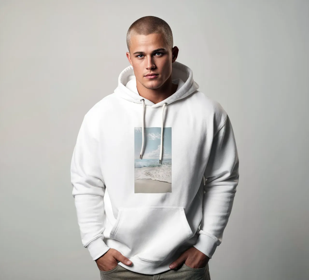 beige playa minimalsm sudadera con capucha de mitaco