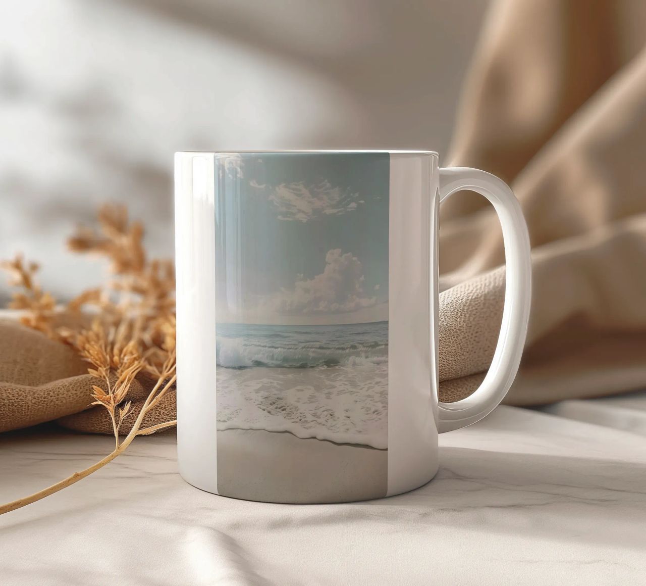 spiaggia beige minimalsm tazza in ceramica da mitaco