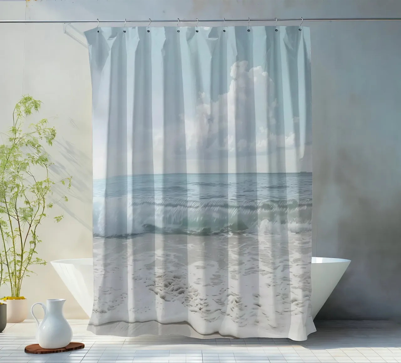 beach beige minimalsm rideau de douche de mitaco