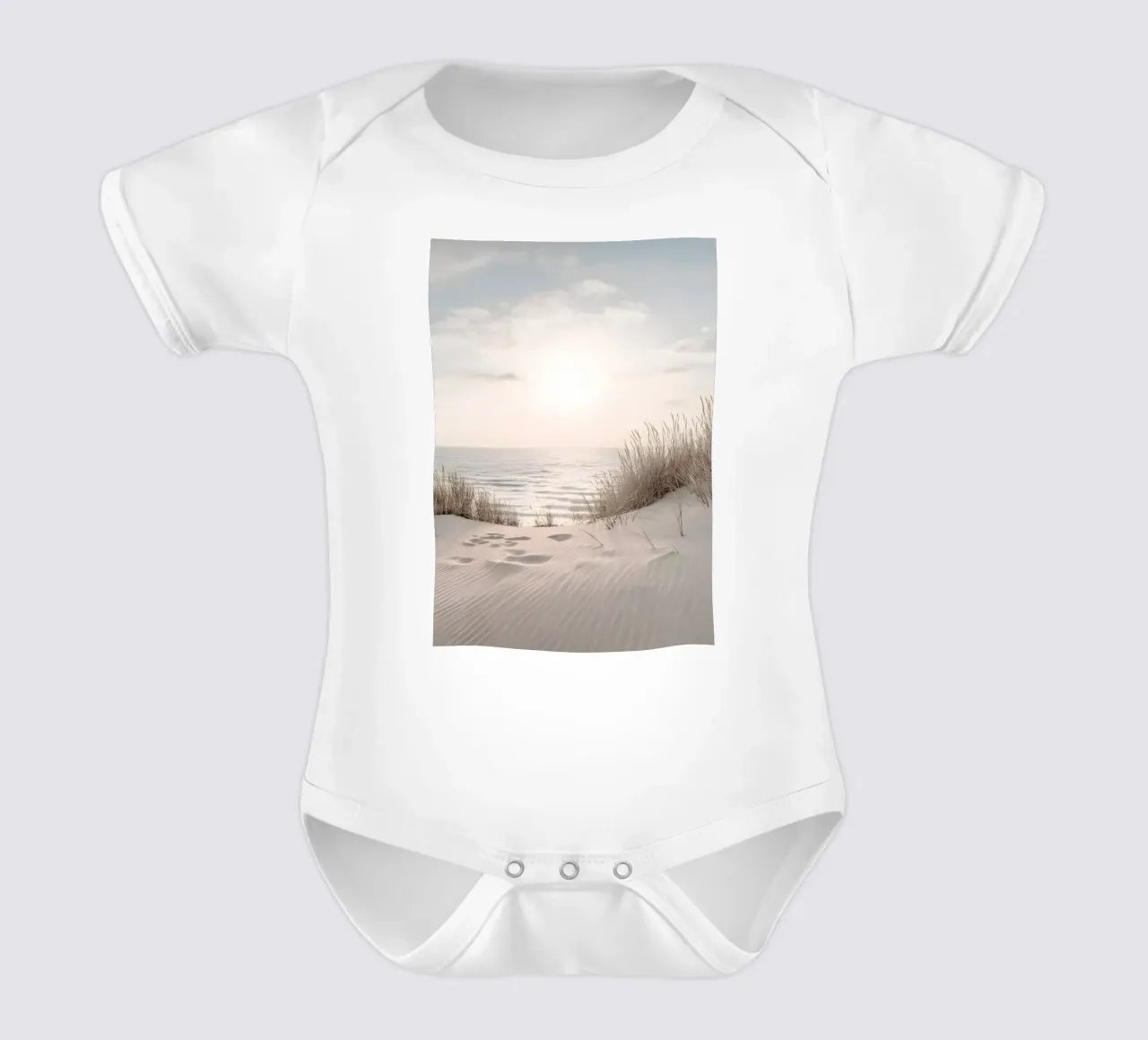spiaggia beige minimalsm body neonato maniche corte da mitaco