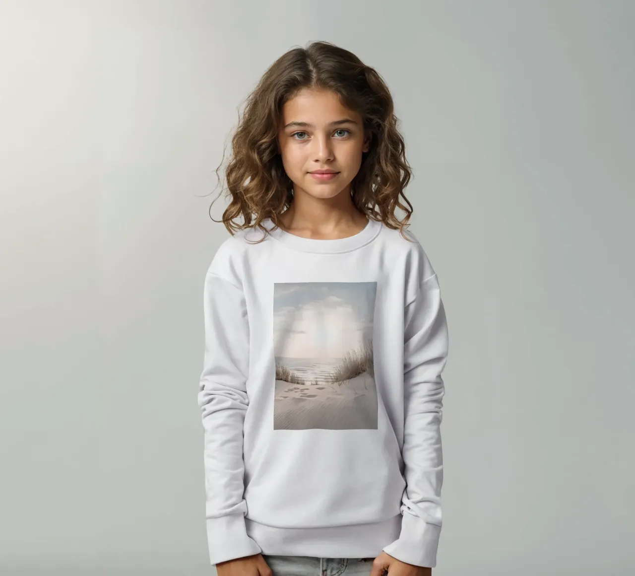 spiaggia beige minimalsm felpa bambino da mitaco
