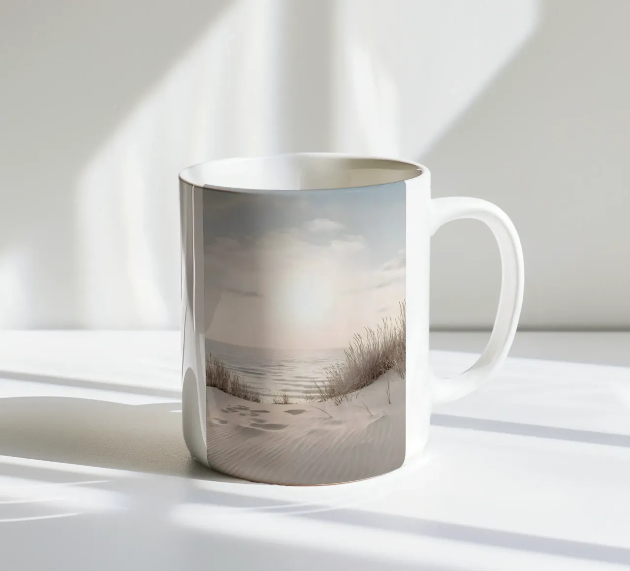 spiaggia beige minimalsm tazza in ceramica da mitaco