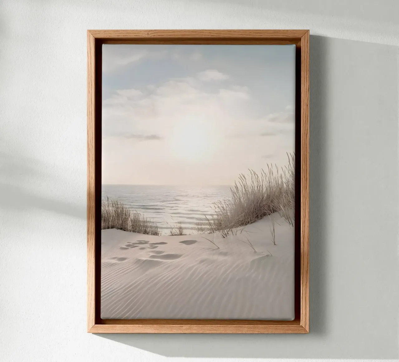spiaggia beige minimalsm tela con Cornice a cassetta da mitaco