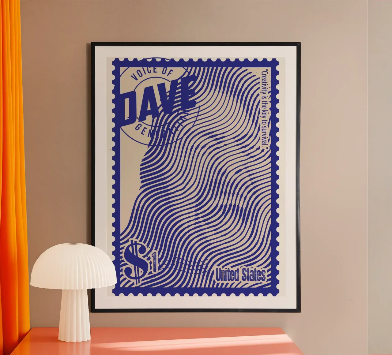 Sellos Dave Grohl arte poster con marco de plástico de Doa Project