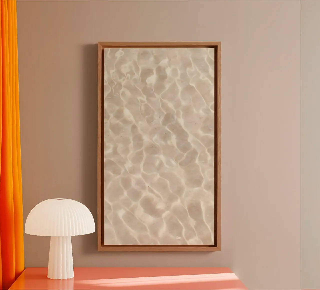 spiaggia beige minimalsm tela con Cornice a cassetta da Manhmai