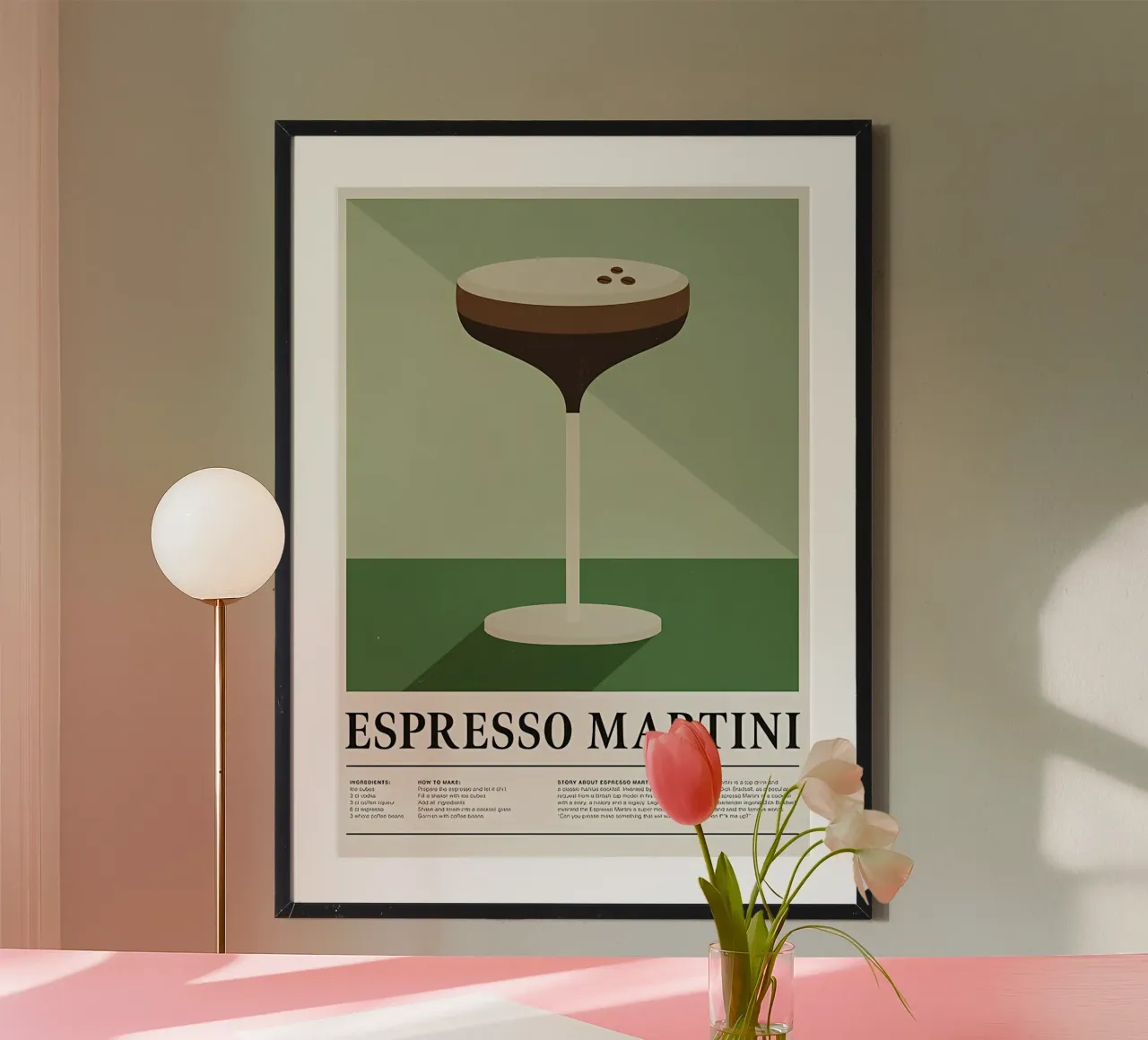 Espresso Martini poster con telaio in legno da Manhmai