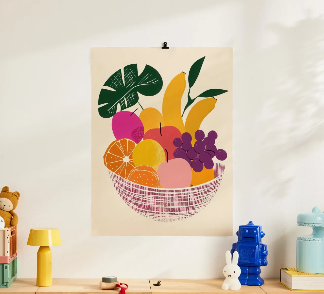 Cestino colorato e ricco di vitamine poster con telaio in alluminio da Pop and Fruits - Affiches & posters