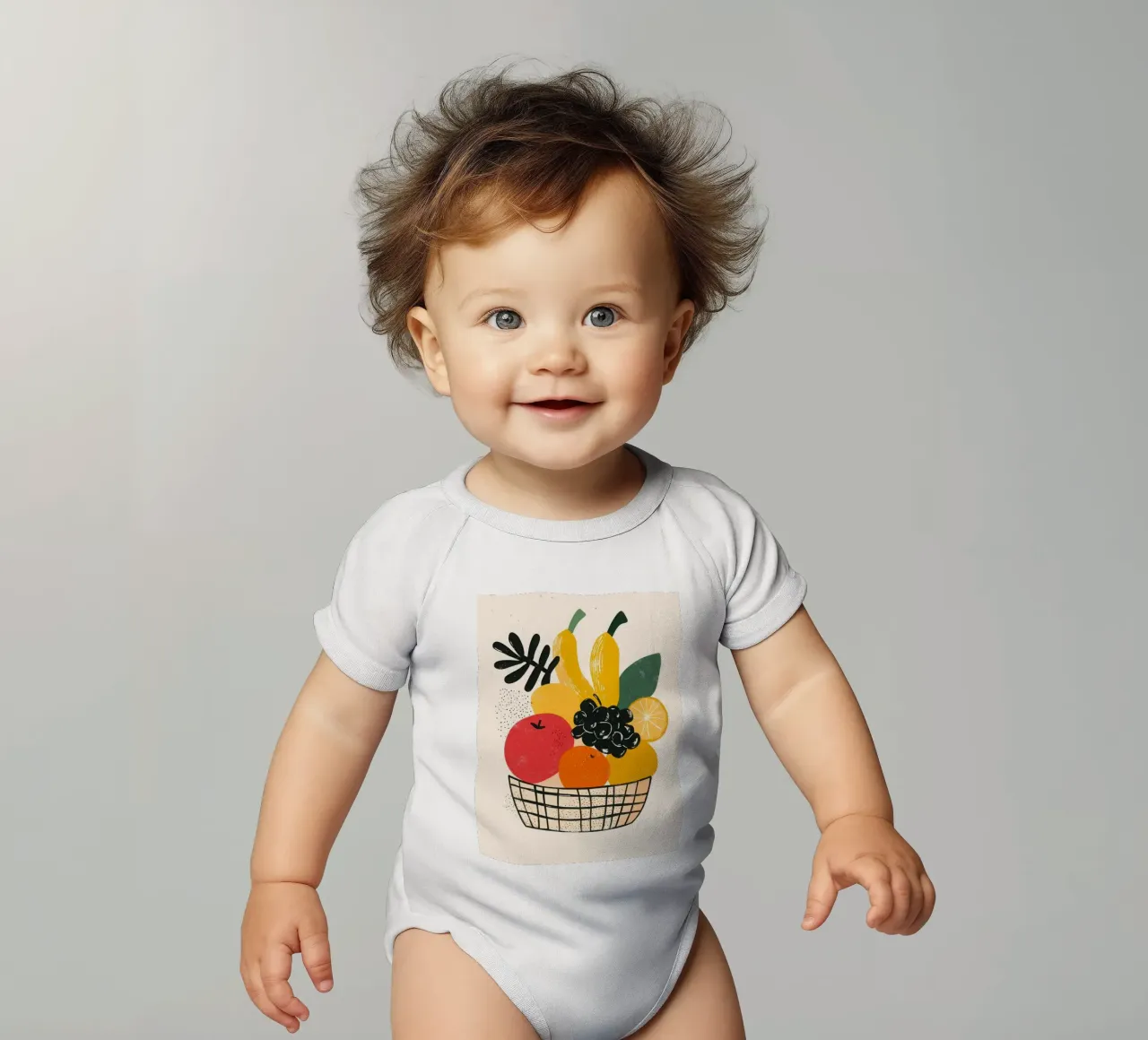 Cesto di frutta in stile retrò body neonato maniche corte da Pop and Fruits - Affiches & posters