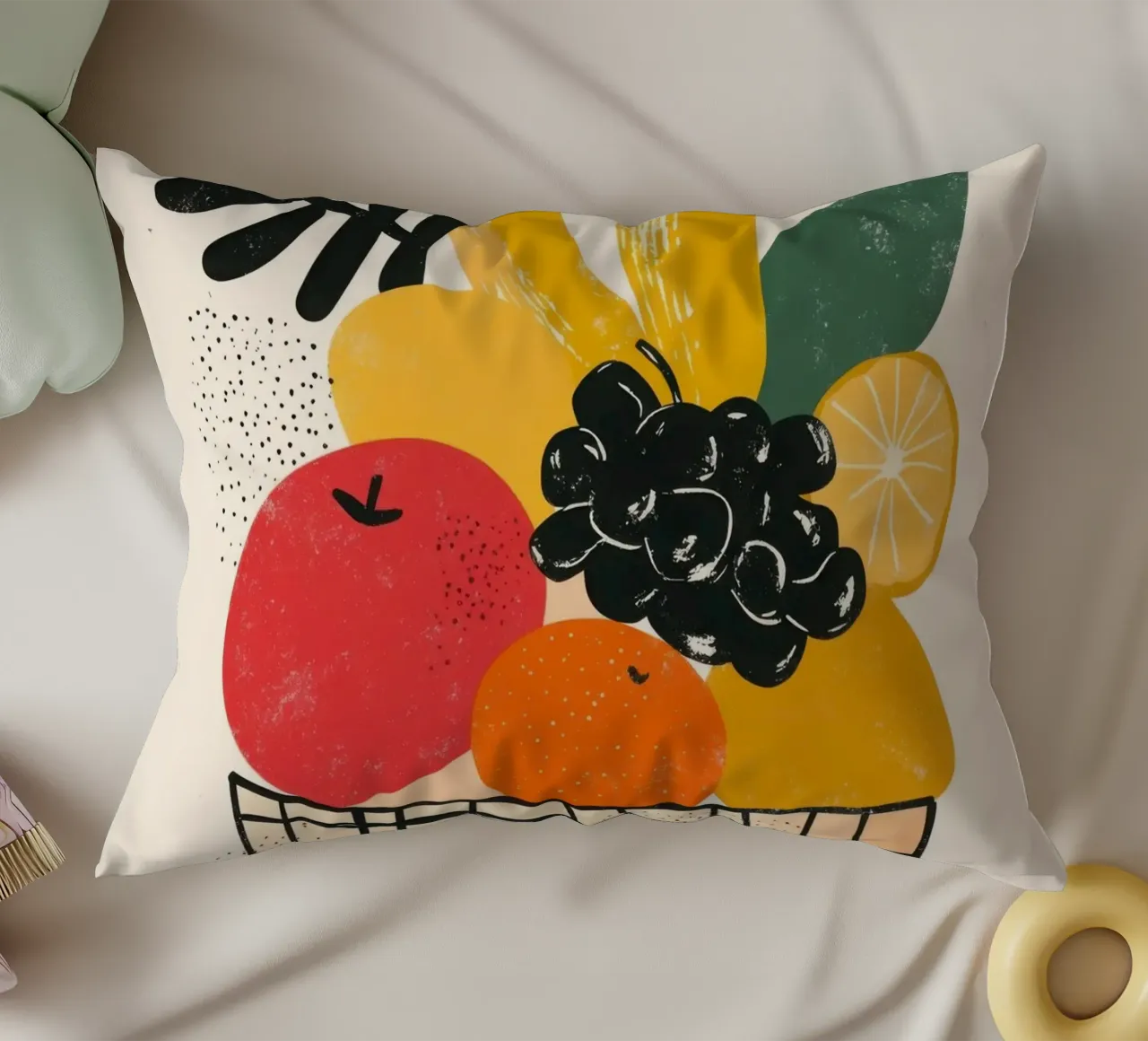 Obstkorb im Retro-Chic Kissen von Pop and Fruits - Affiches & posters