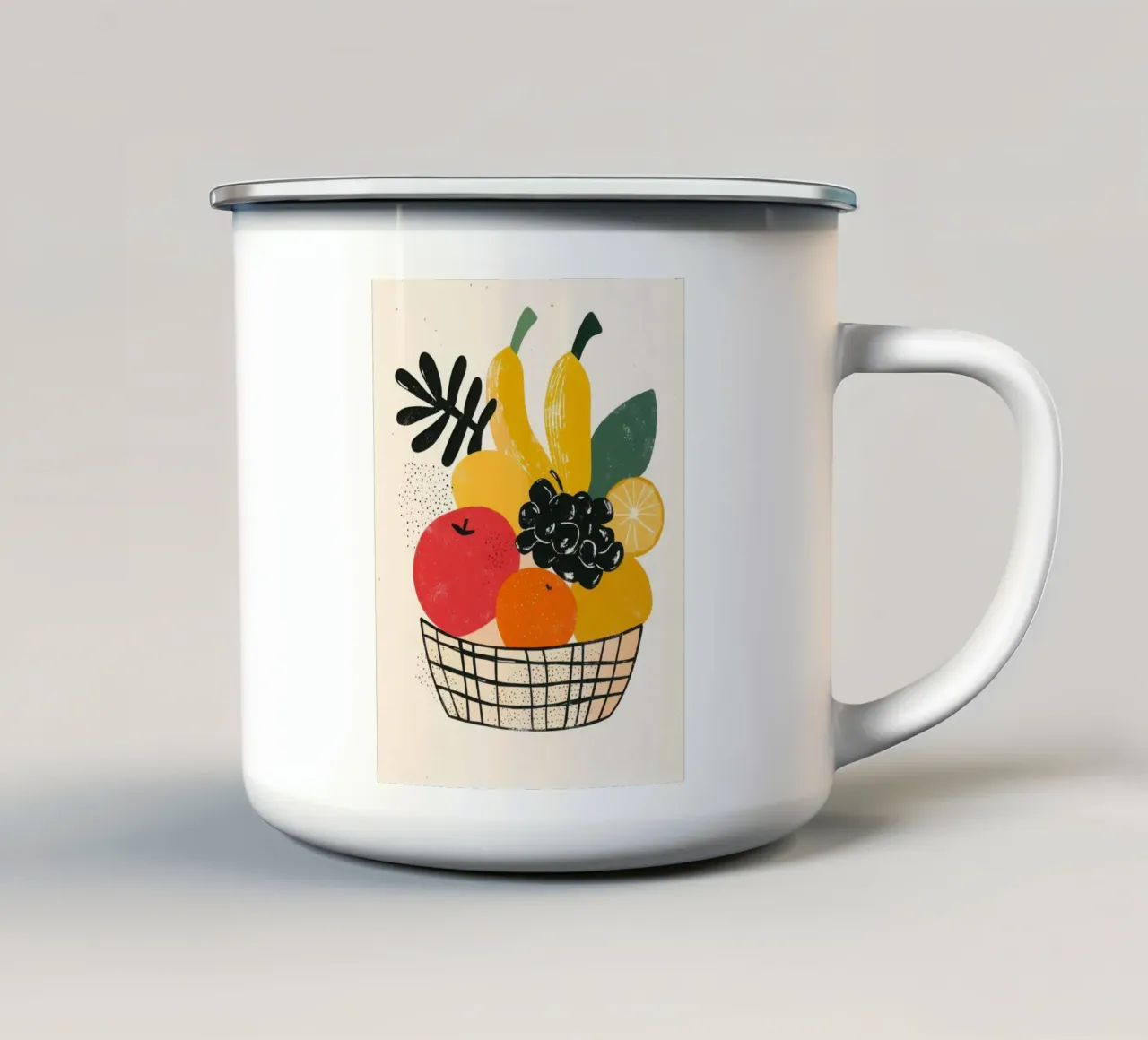 Obstkorb im Retro-Chic Emaille Tasse von Pop and Fruits - Affiches & posters