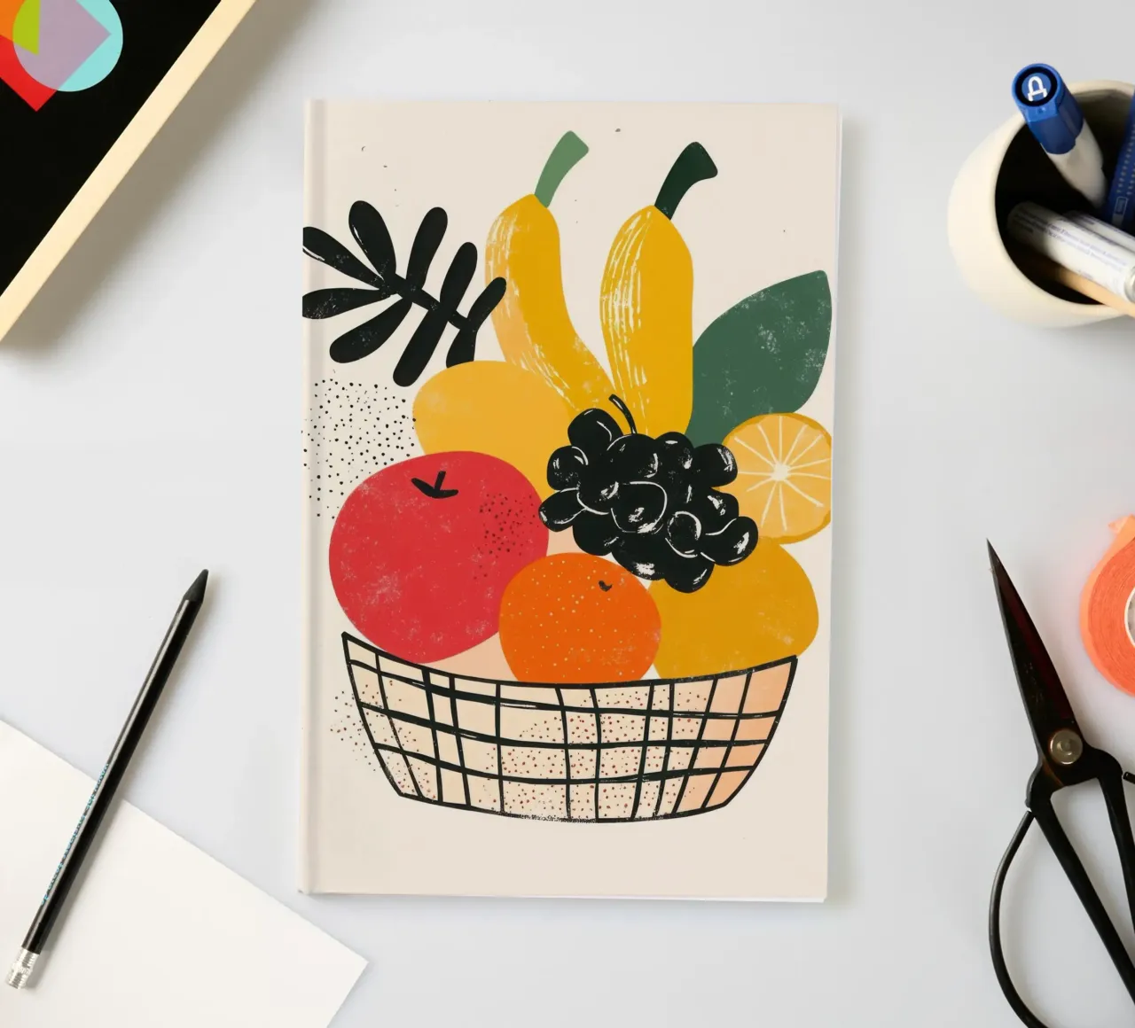 Cesto di frutta in stile retrò diario da Pop and Fruits - Affiches & posters