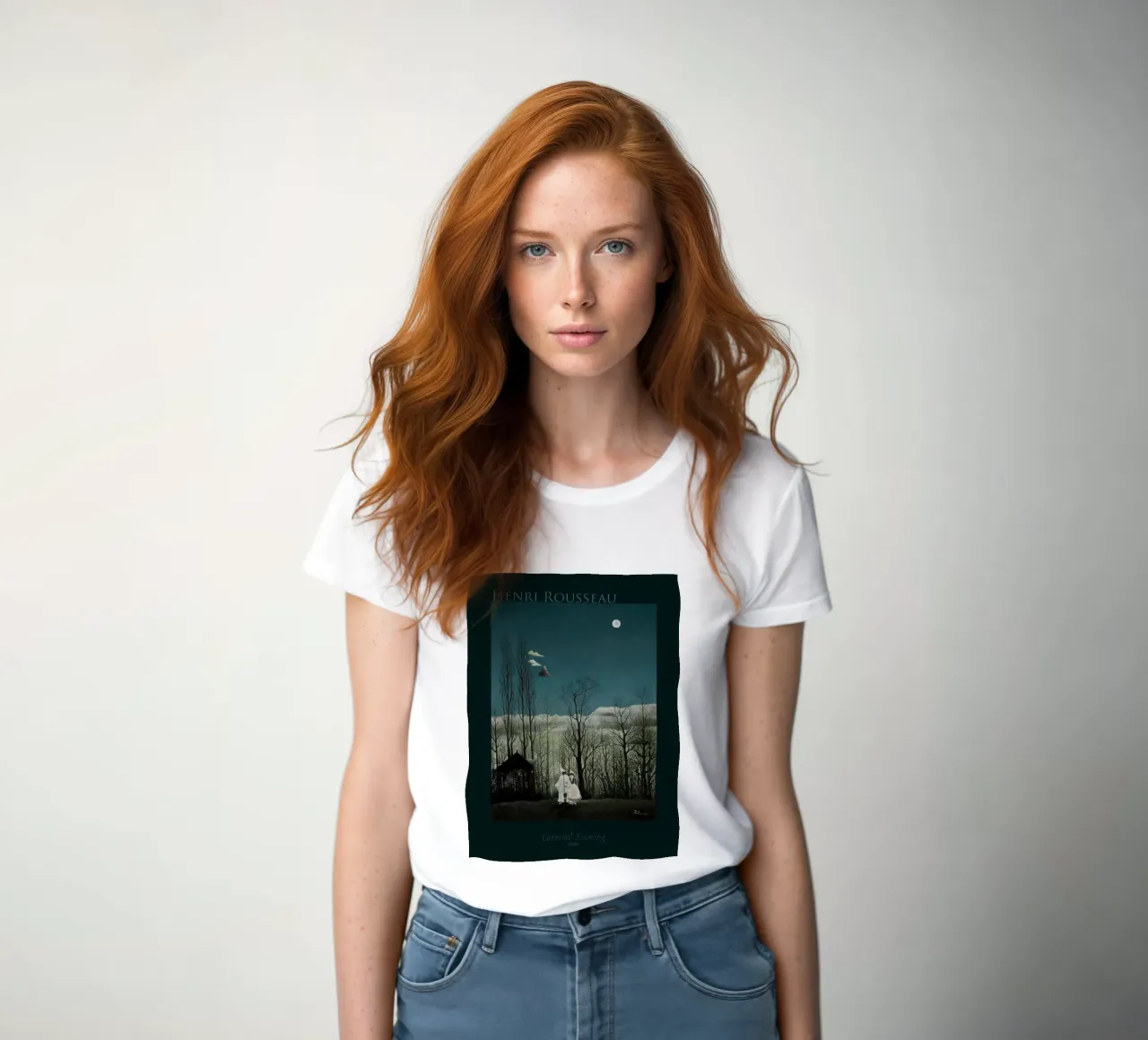 Rousseau "Carnival Evening" - l'art dans un design élégant t-shirt ajusté pour femmes de Little Art Histories