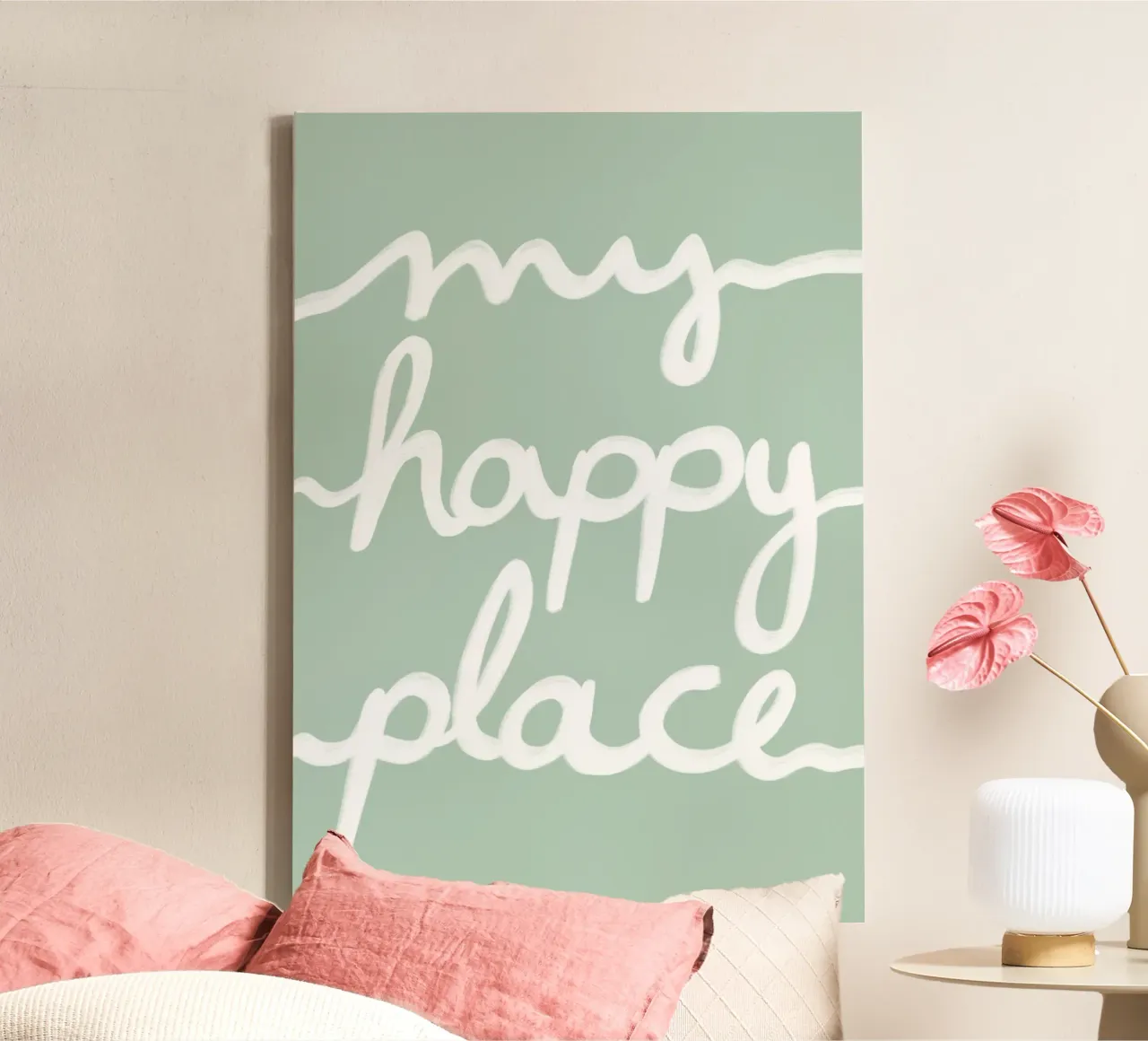 My happy place green tela con Cornice a cassetta da BAINAI