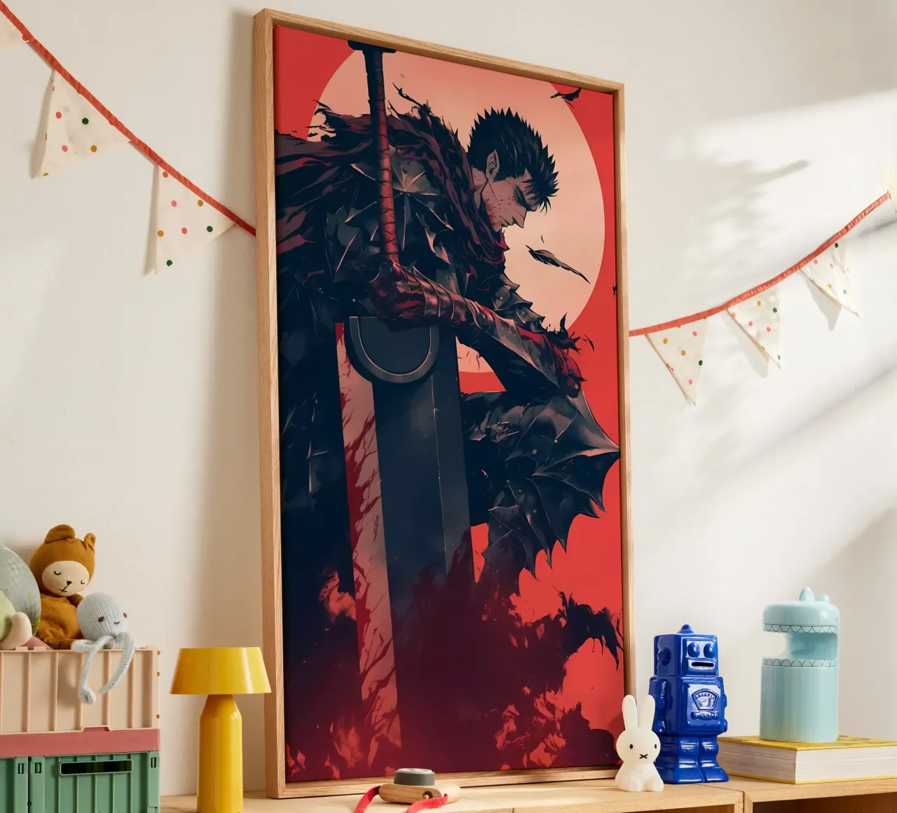 berserk behang 3 canvas met Baklijst van mitaco