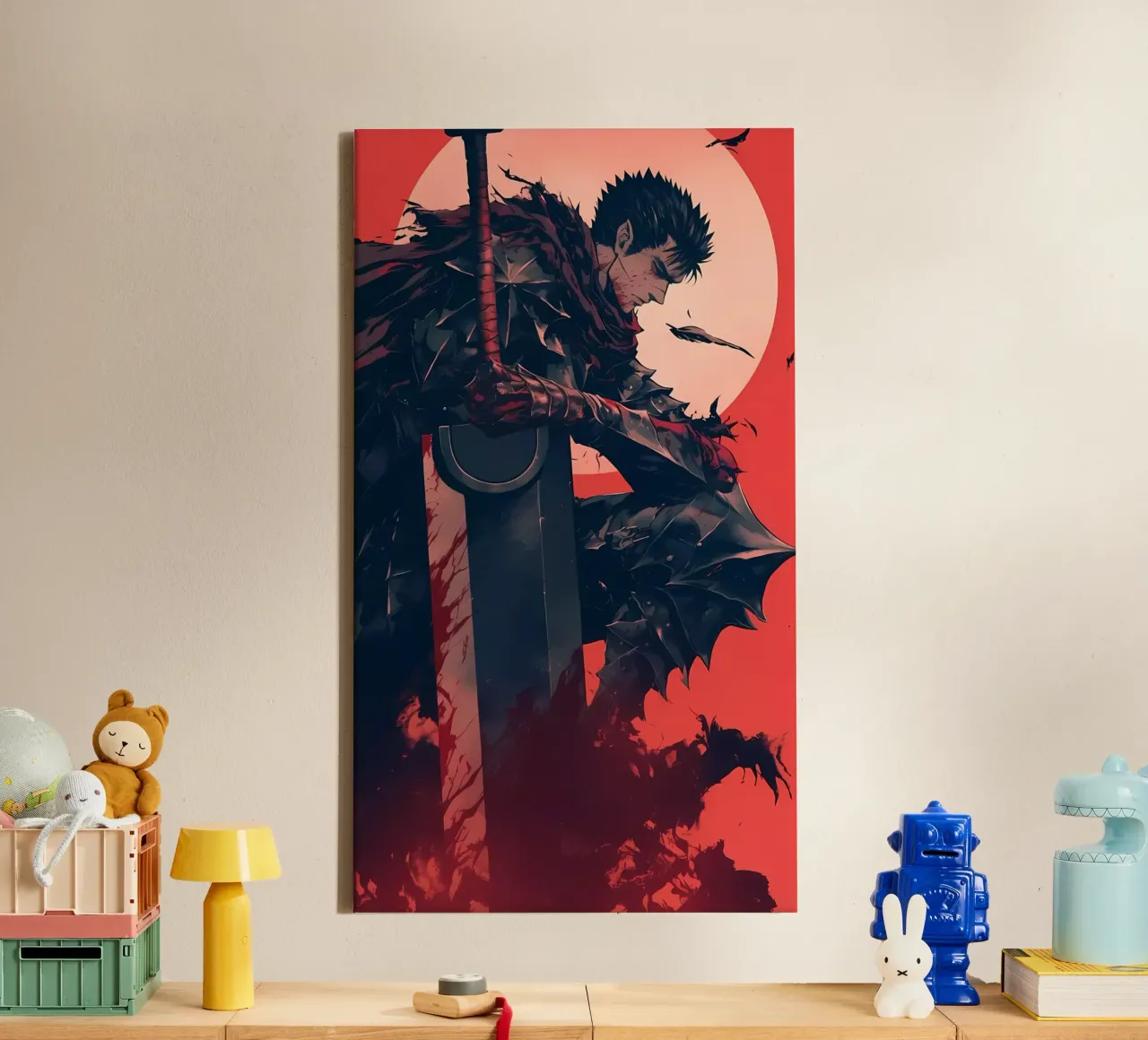 berserk behang 3 canvas met Baklijst van mitaco
