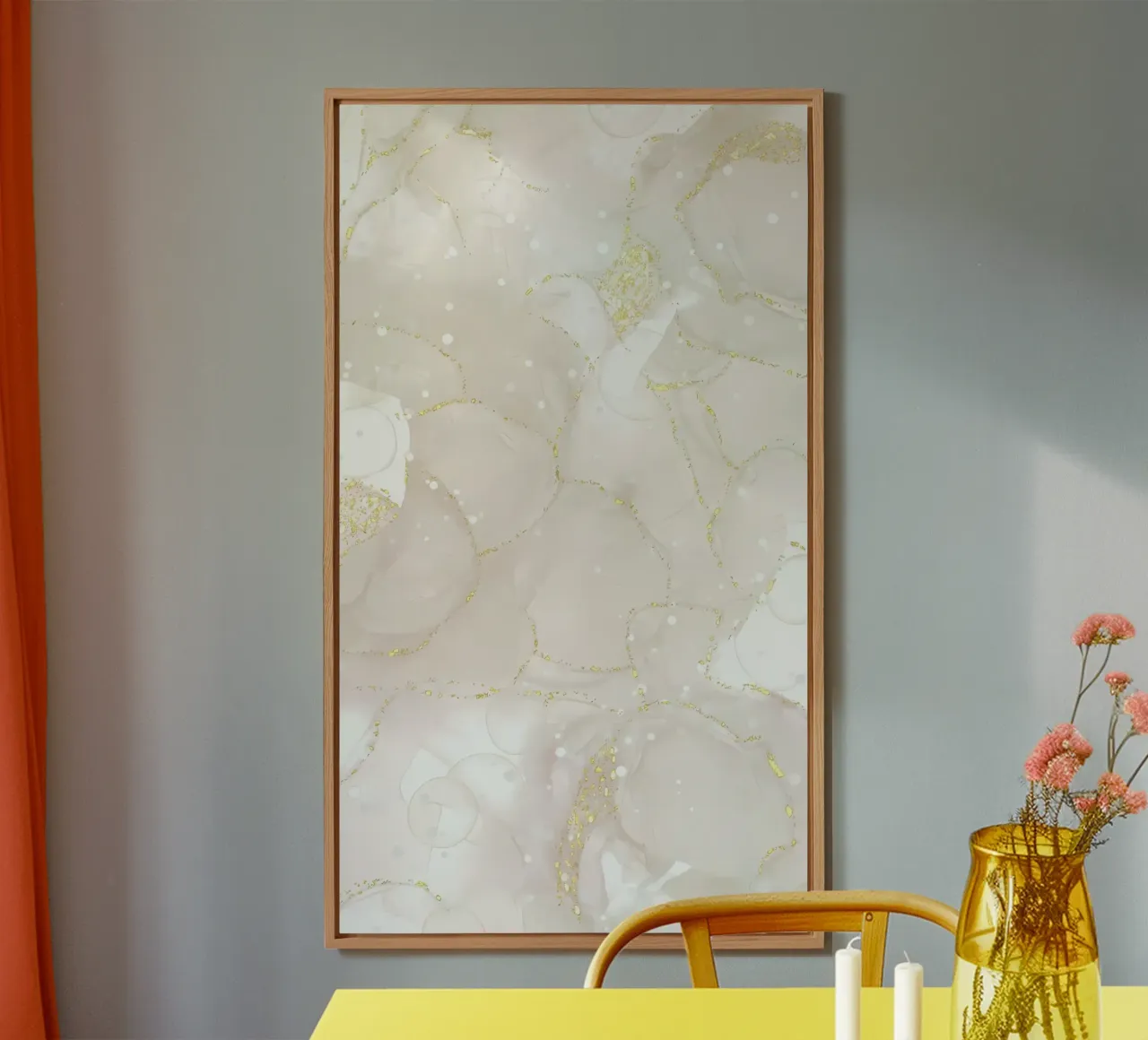 Marmo marrone con linea e scintillio d'oro alluminio dibond da mitaco