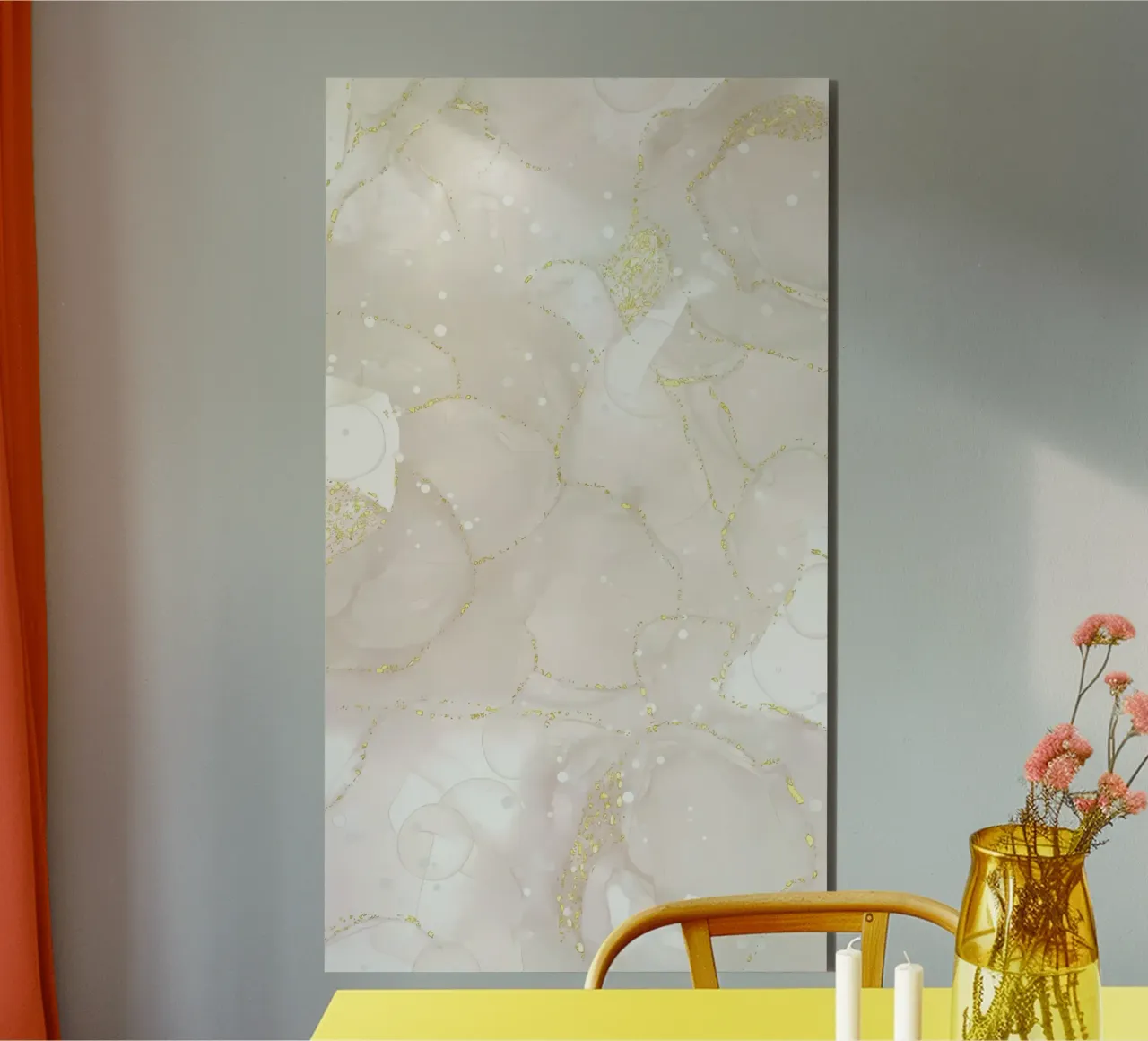Marmo marrone con linea e scintillio d'oro alluminio dibond da mitaco