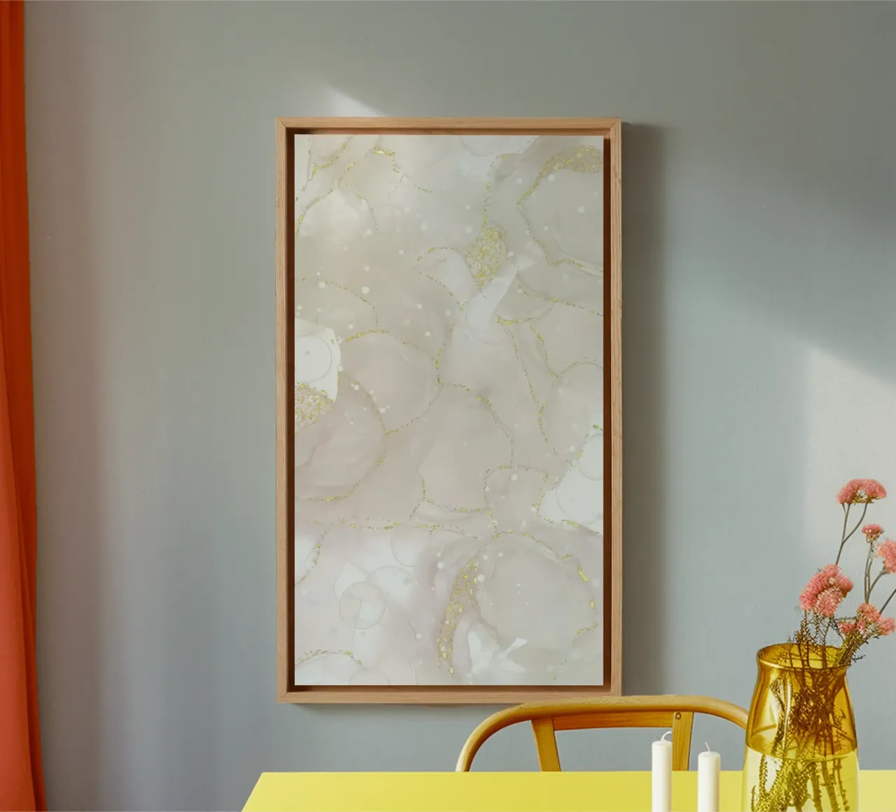 Brown Marble With Gold Line And Sparkle canvas by mitaco