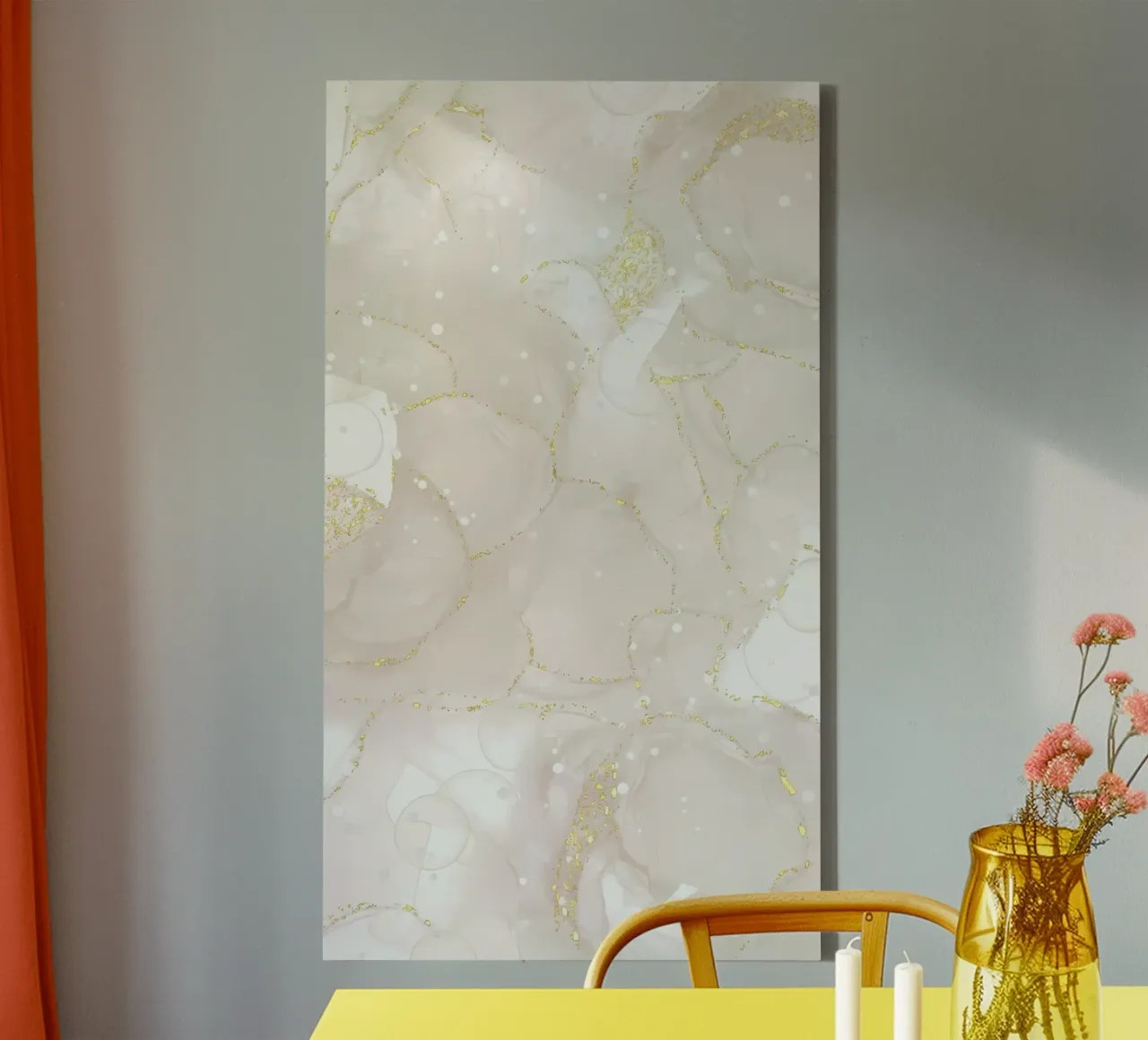 Brown Marble With Gold Line And Sparkle canvas by mitaco