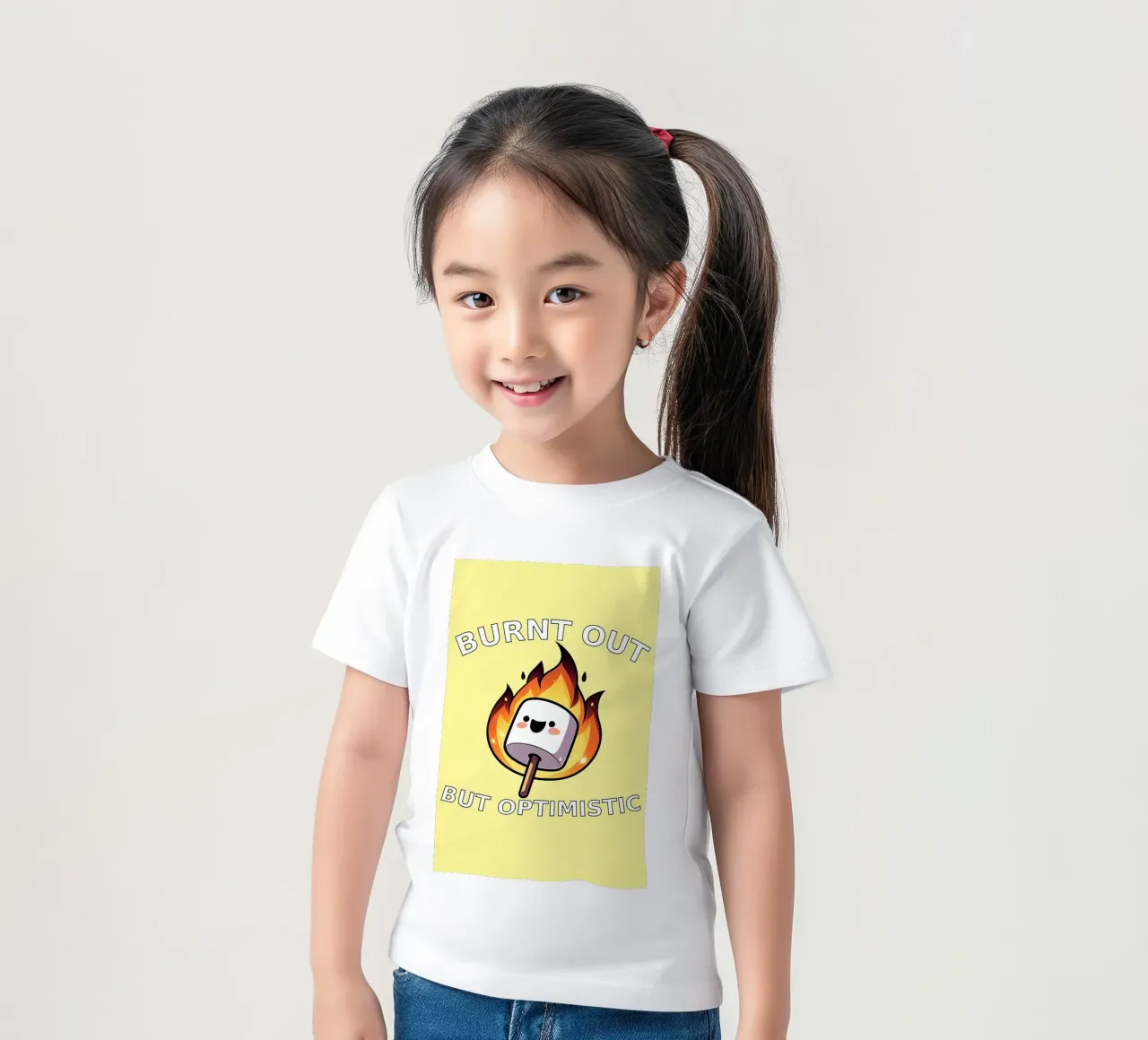 Maglietta divertente Marshmallow Burnt Out But Optimistic t-shirt bambini da mitaco