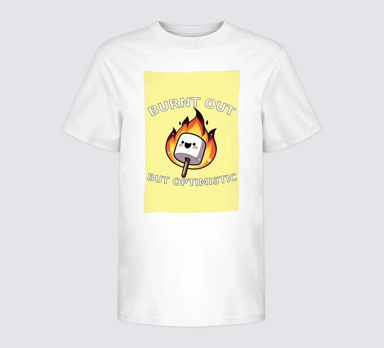 Maglietta divertente Marshmallow Burnt Out But Optimistic t-shirt bambini da mitaco