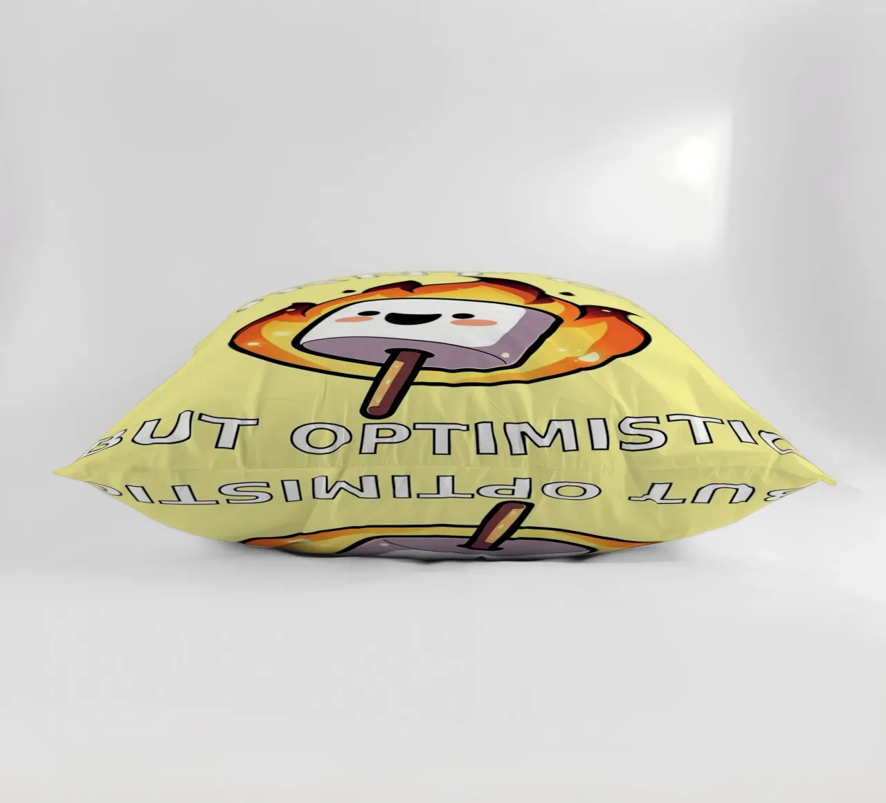 Maglietta divertente Marshmallow Burnt Out But Optimistic cuscino da mitaco