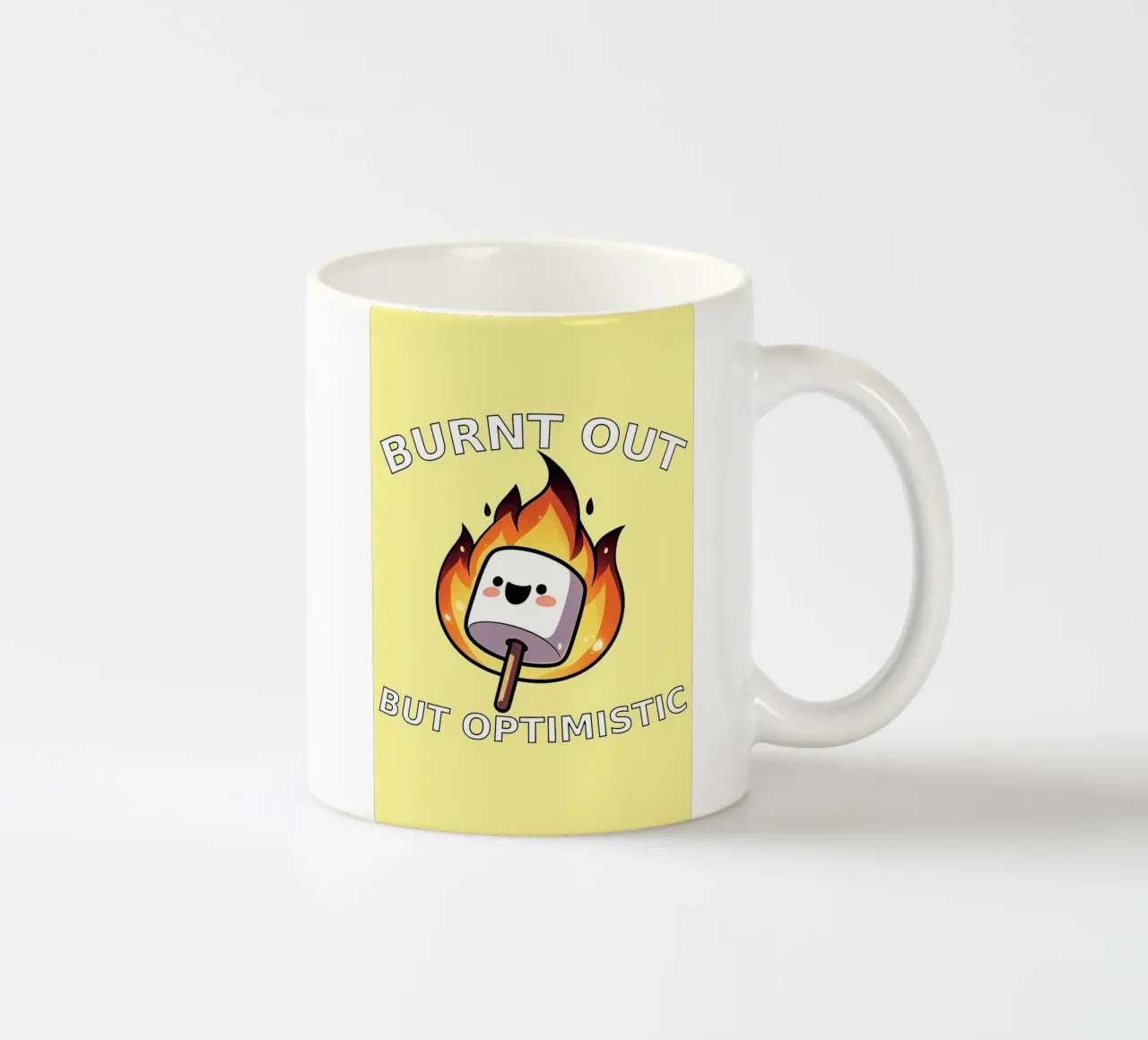 Maglietta divertente Marshmallow Burnt Out But Optimistic tazza in ceramica da mitaco