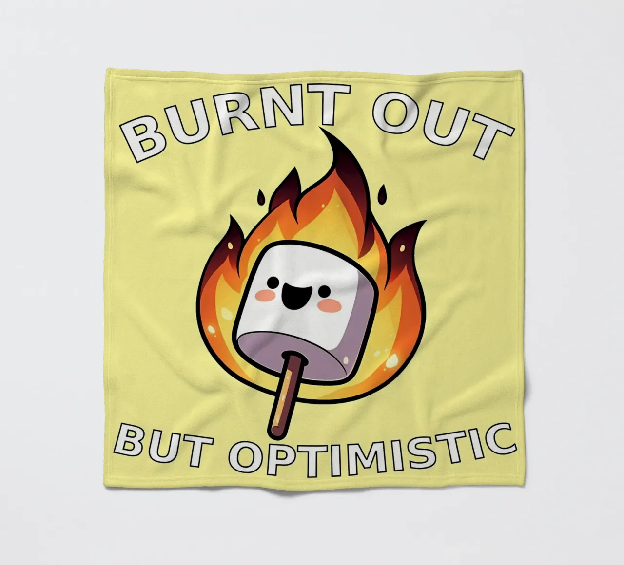 Maglietta divertente Marshmallow Burnt Out But Optimistic coperta in pile da mitaco