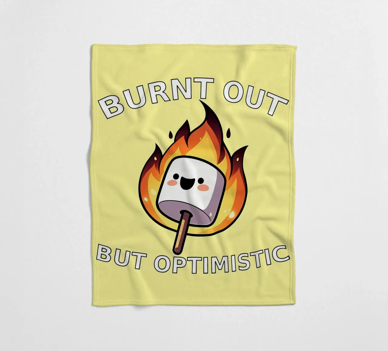 Maglietta divertente Marshmallow Burnt Out But Optimistic coperta in pile da mitaco