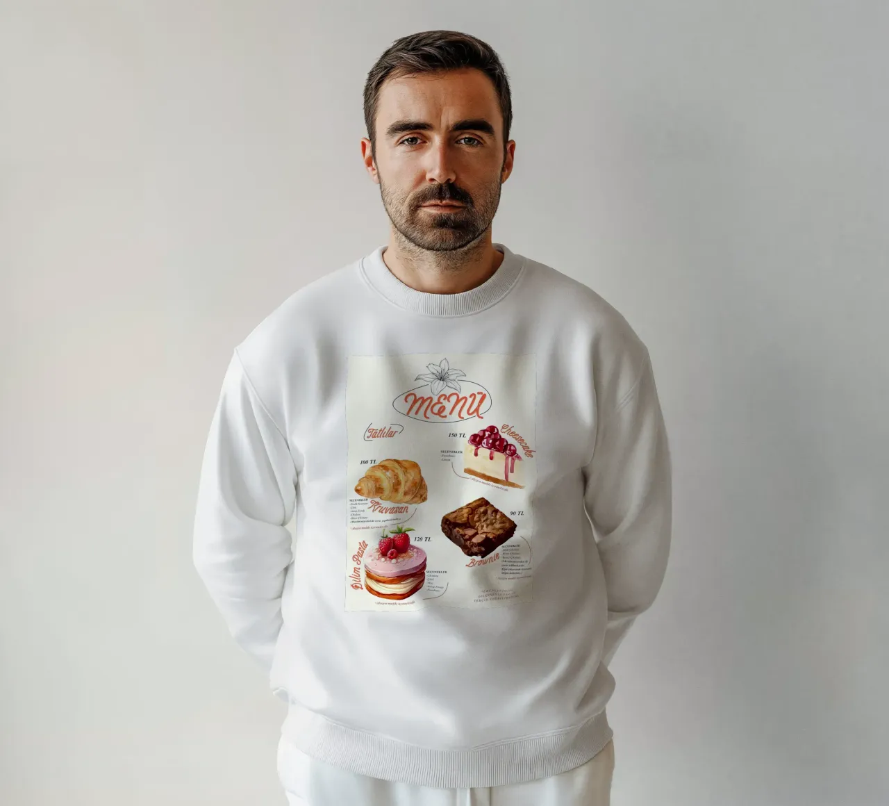 cake menu sweatshirt by mitaco