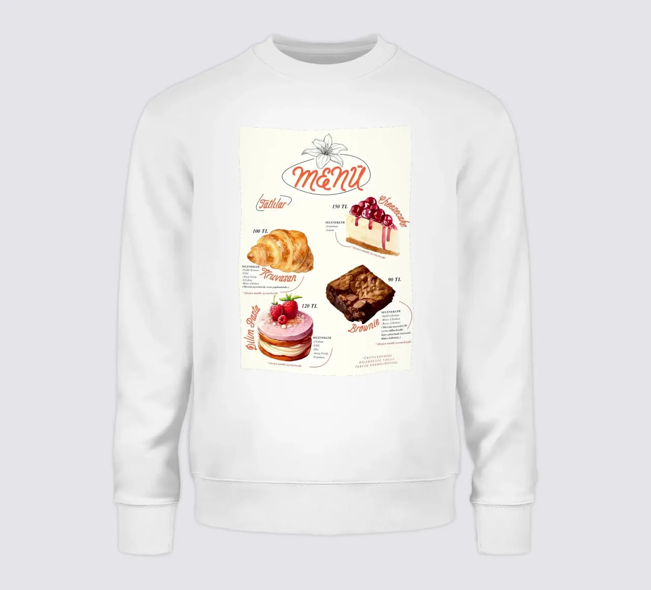 cake menu sweatshirt by mitaco