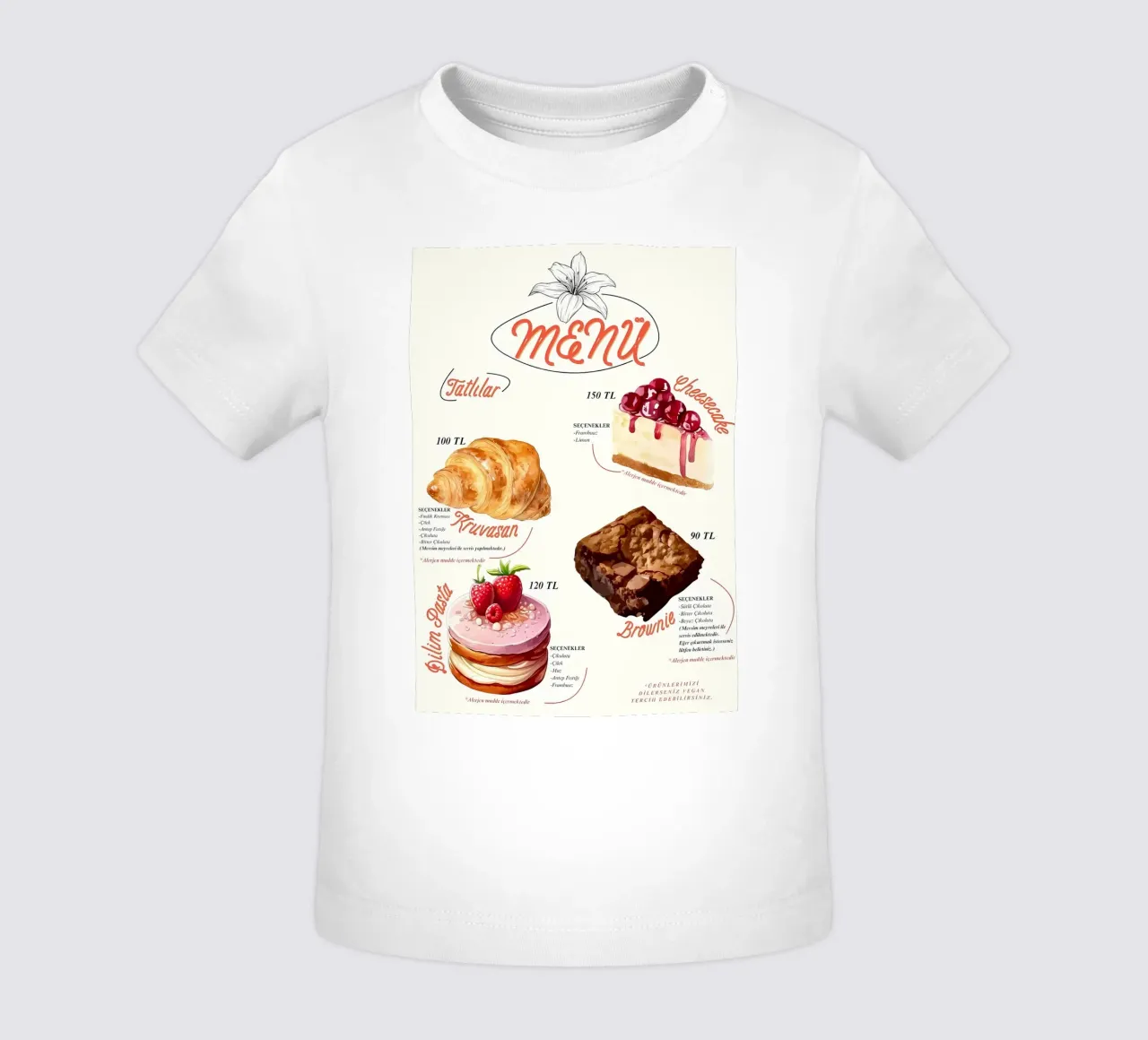 menu torta maglietta neonato da mitaco