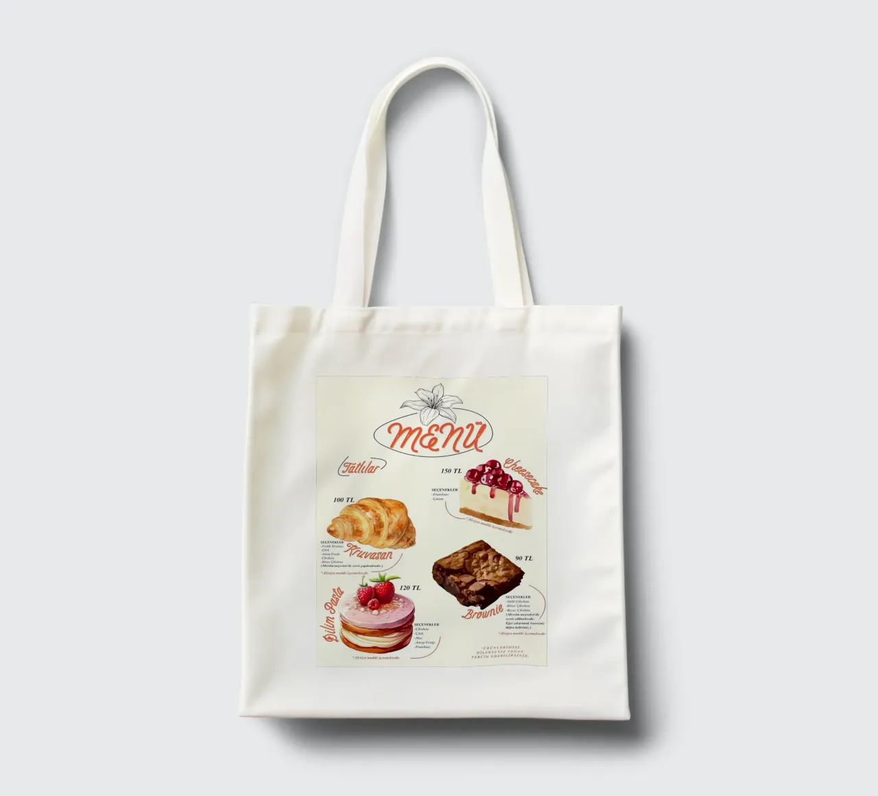 menu torta borsa in juta da mitaco